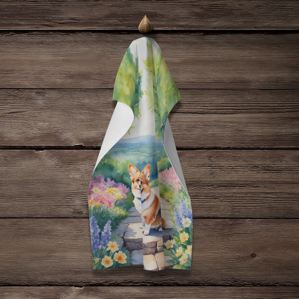 Corgi Spring Path Kitchen Towel