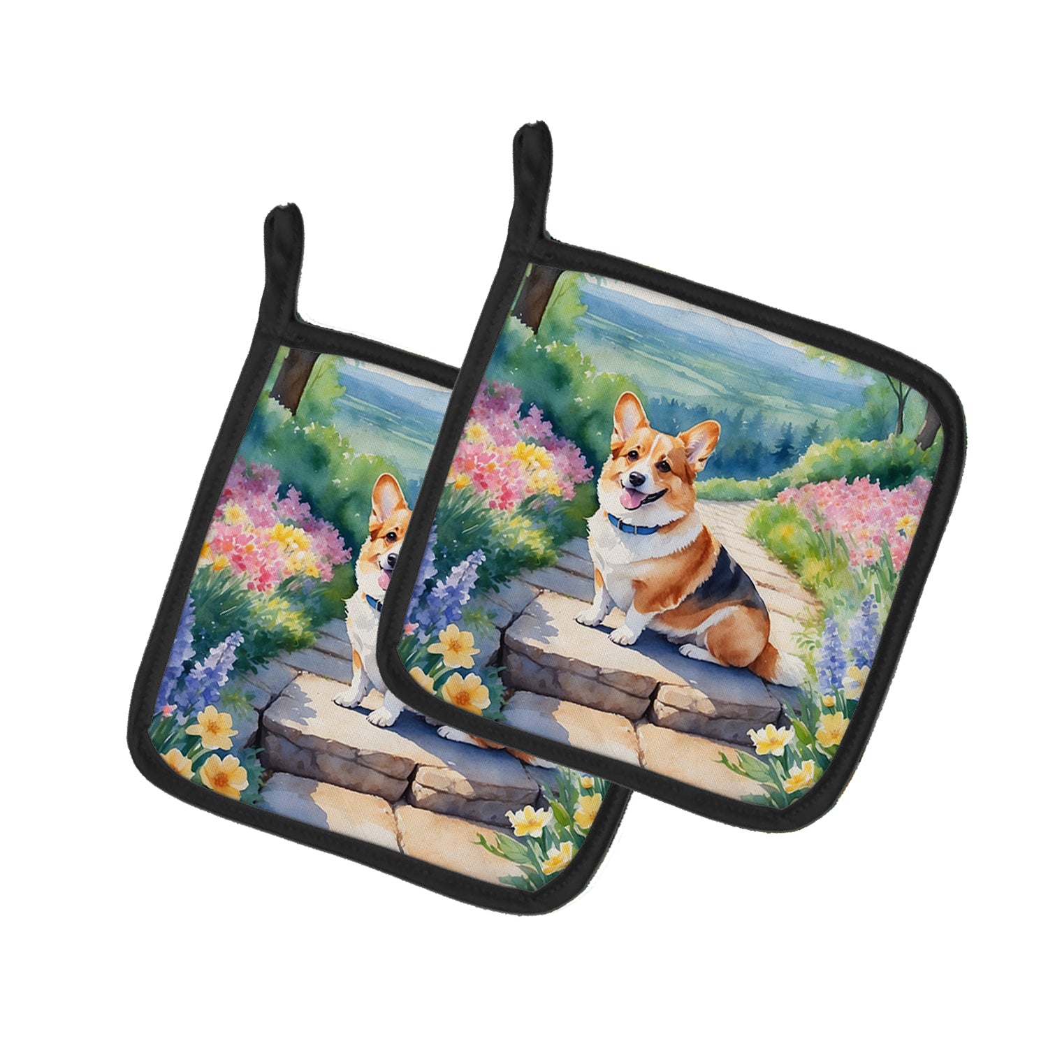 Buy this Corgi Spring Path Pair of Pot Holders