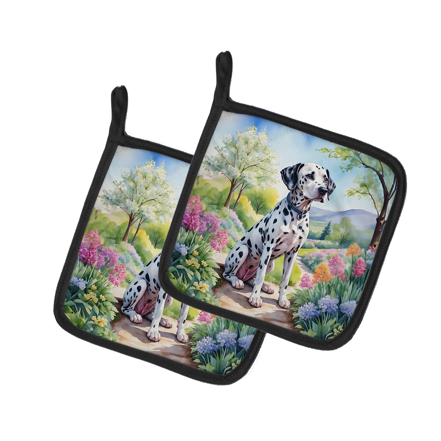 Buy this Dalmatian Spring Path Pair of Pot Holders