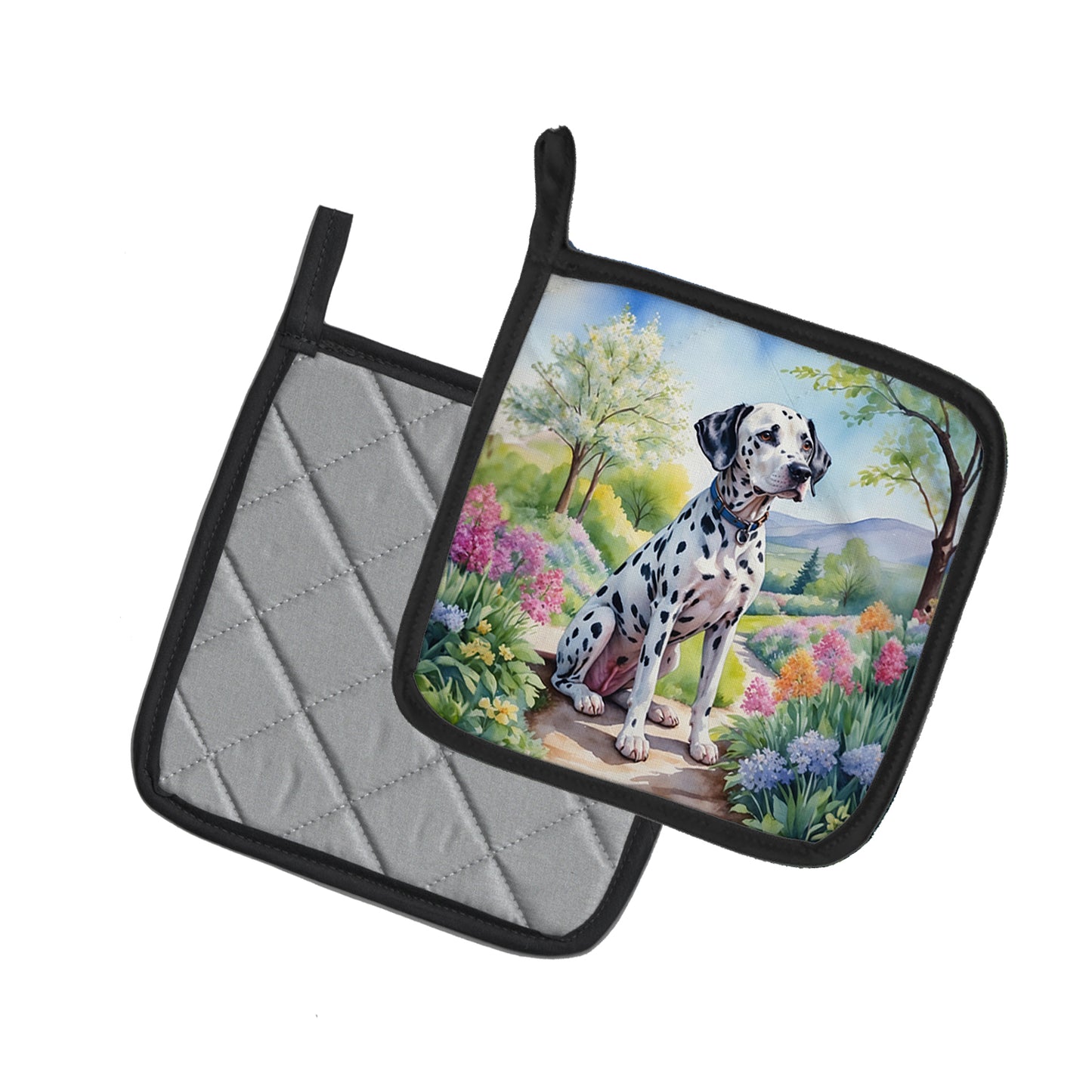 Dalmatian Spring Path Pair of Pot Holders