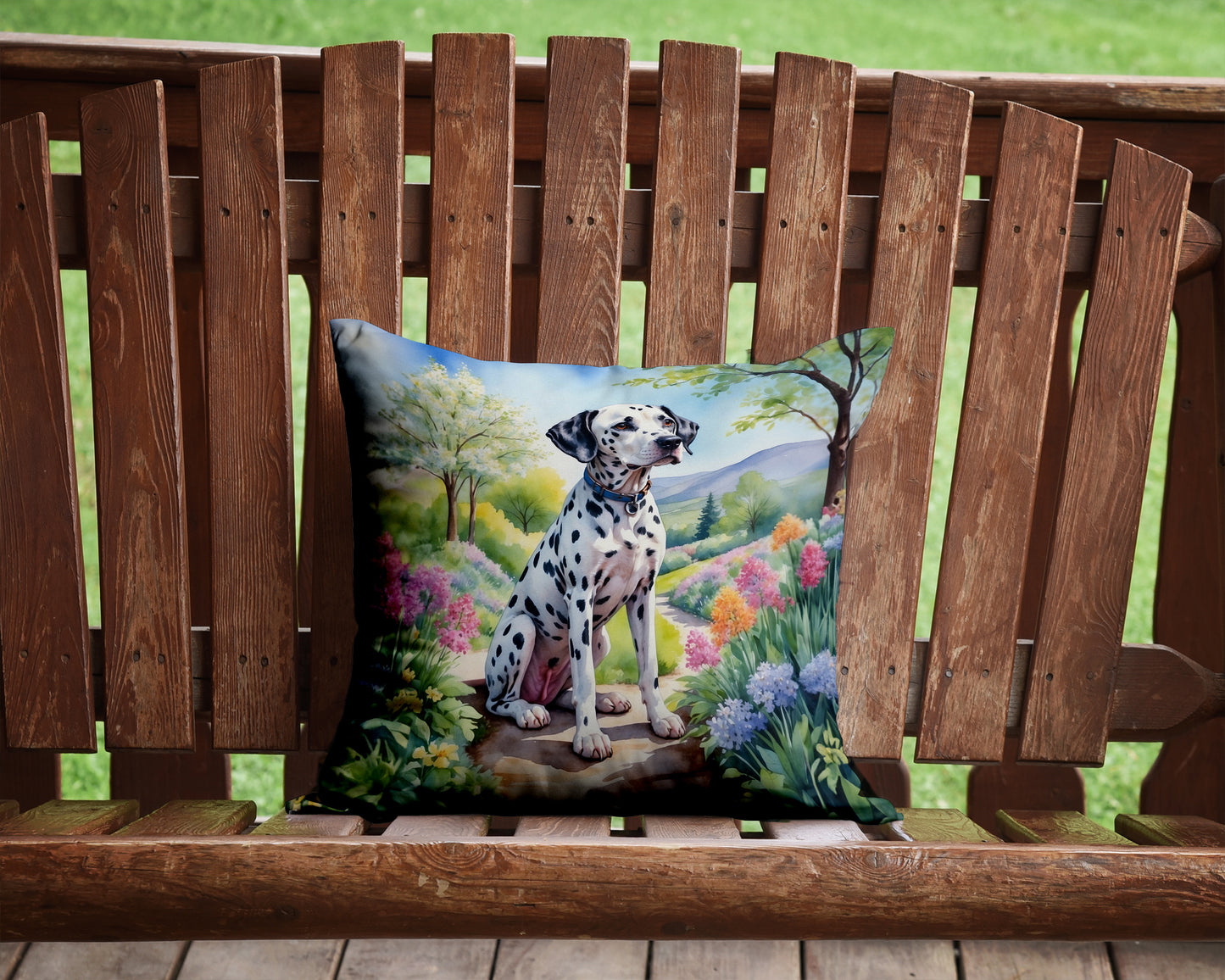 Dalmatian Spring Path Throw Pillow