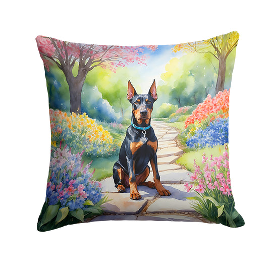 Buy this Doberman Pinscher Spring Path Throw Pillow