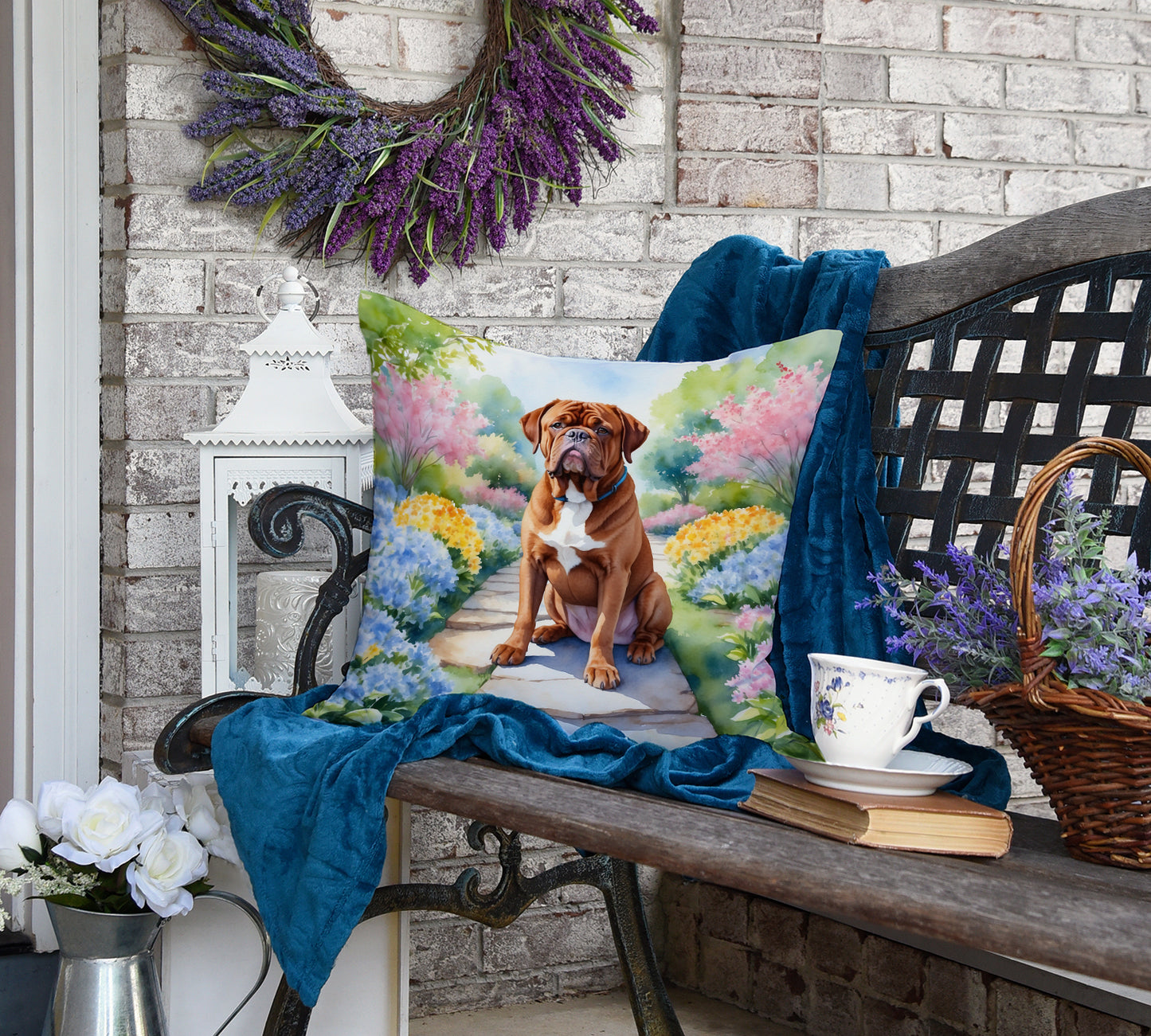 Dogue de Bordeaux Spring Path Throw Pillow