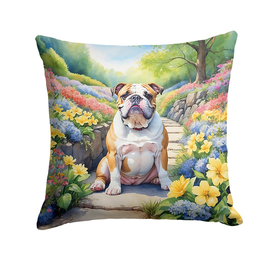 Buy this English Bulldog Spring Path Throw Pillow