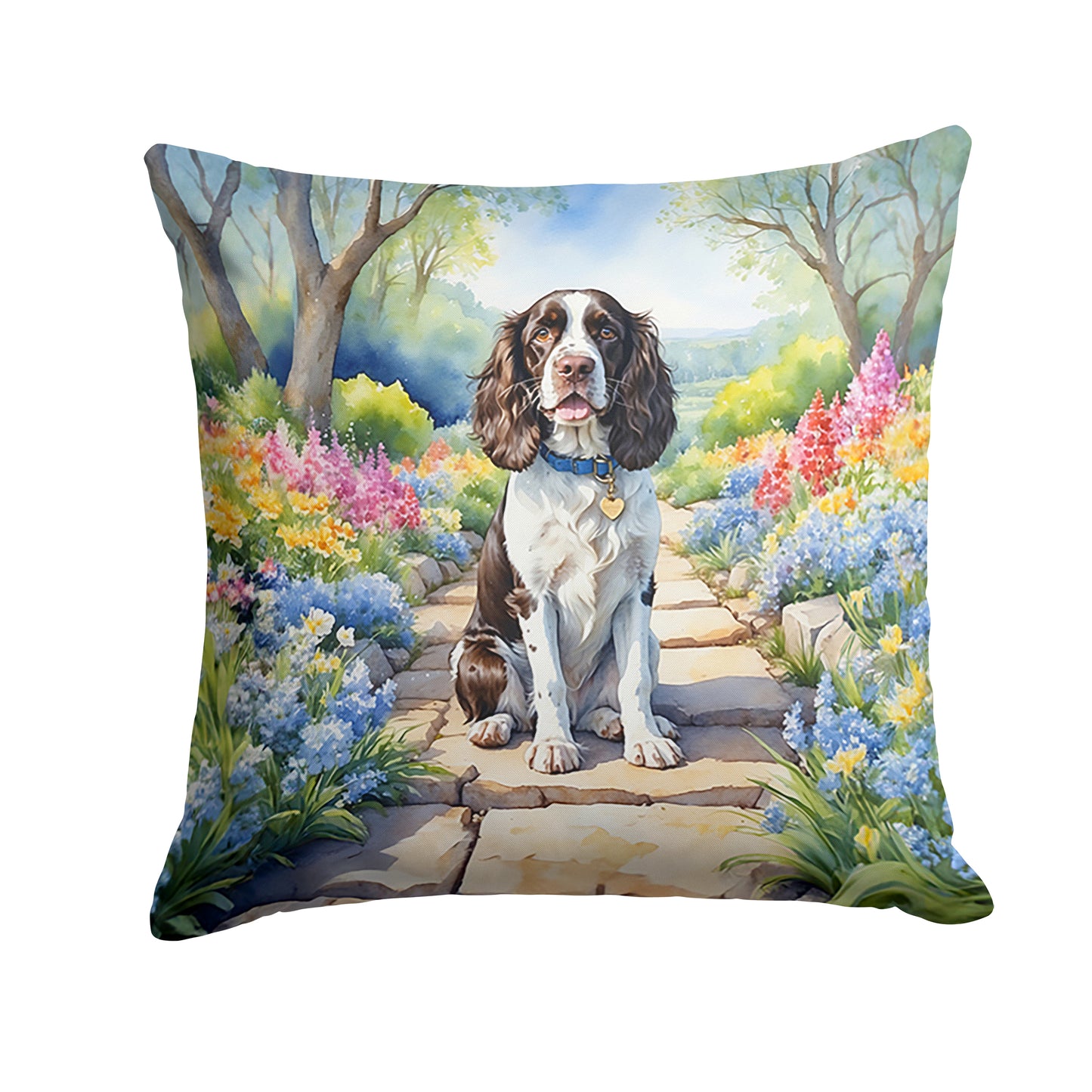 Buy this English Springer Spaniel Spring Path Throw Pillow