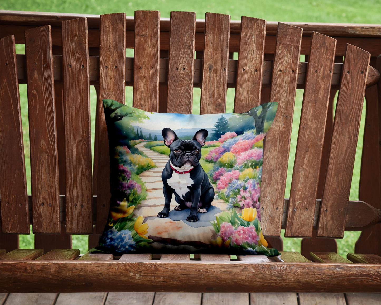 French Bulldog Spring Path Throw Pillow