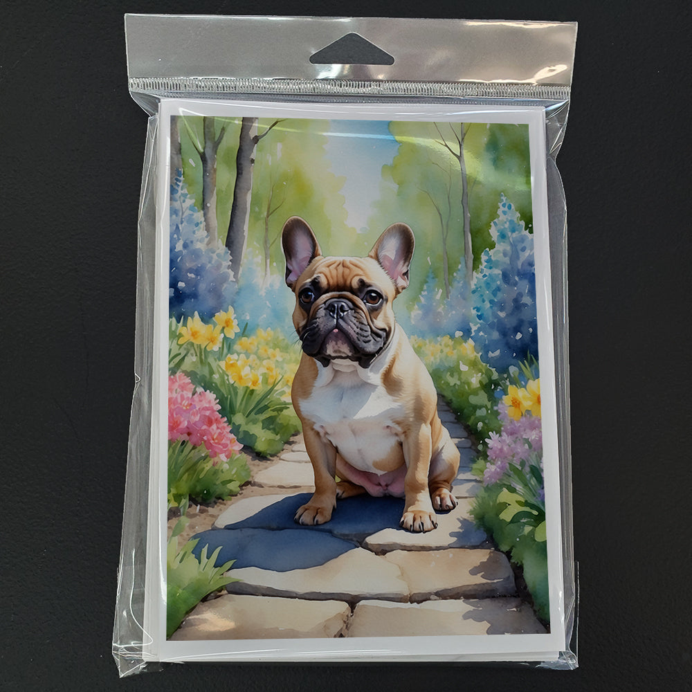 French Bulldog Spring Path Greeting Cards Pack of 8