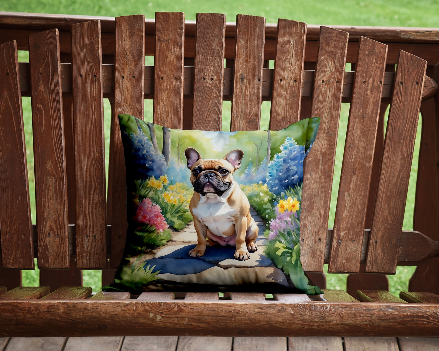 French Bulldog Spring Path Throw Pillow