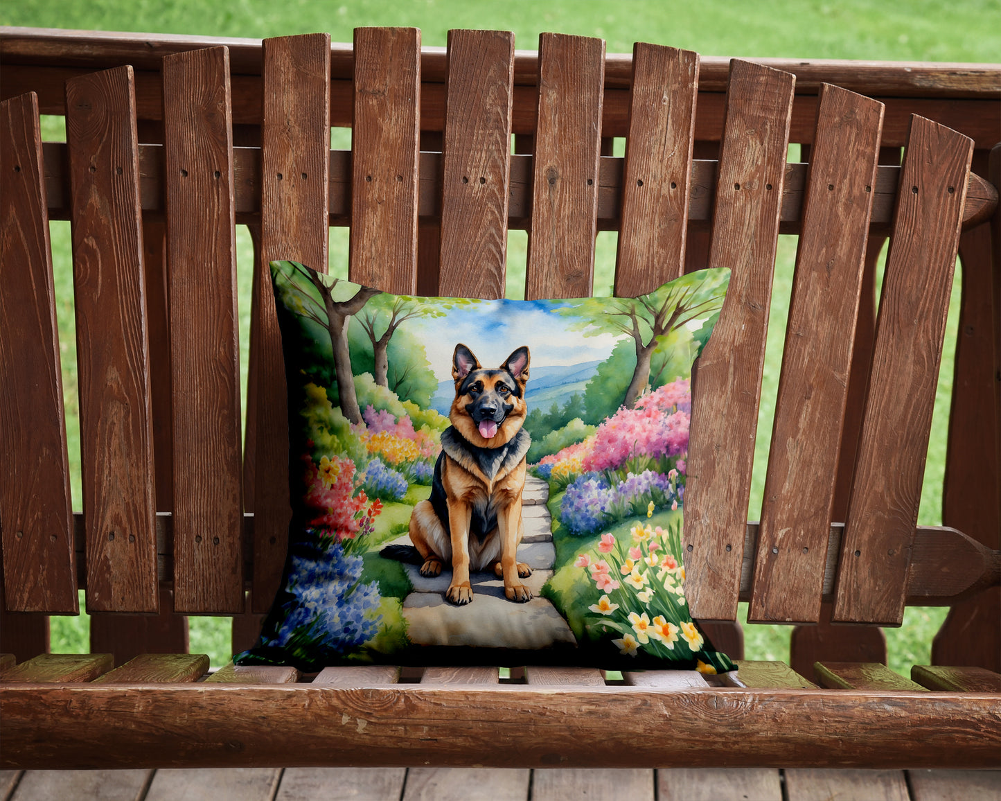 German Shepherd Spring Path Throw Pillow