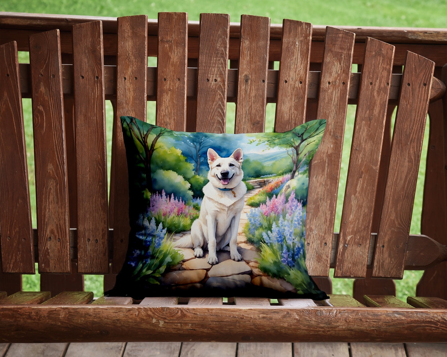 German Shepherd Spring Path Throw Pillow