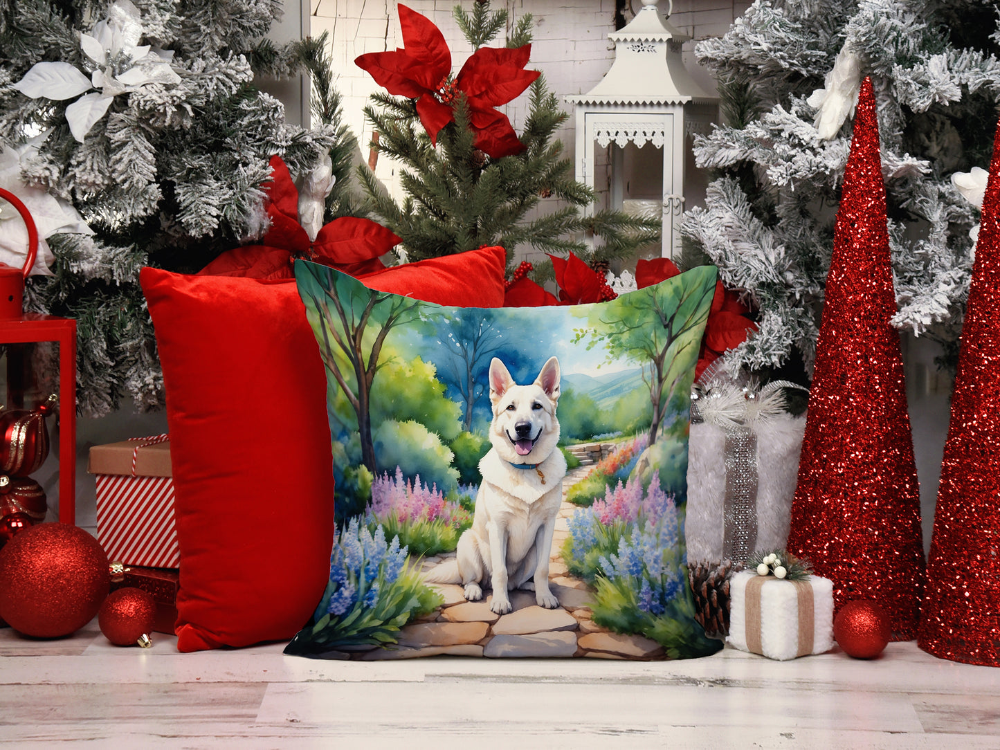 German Shepherd Spring Path Throw Pillow