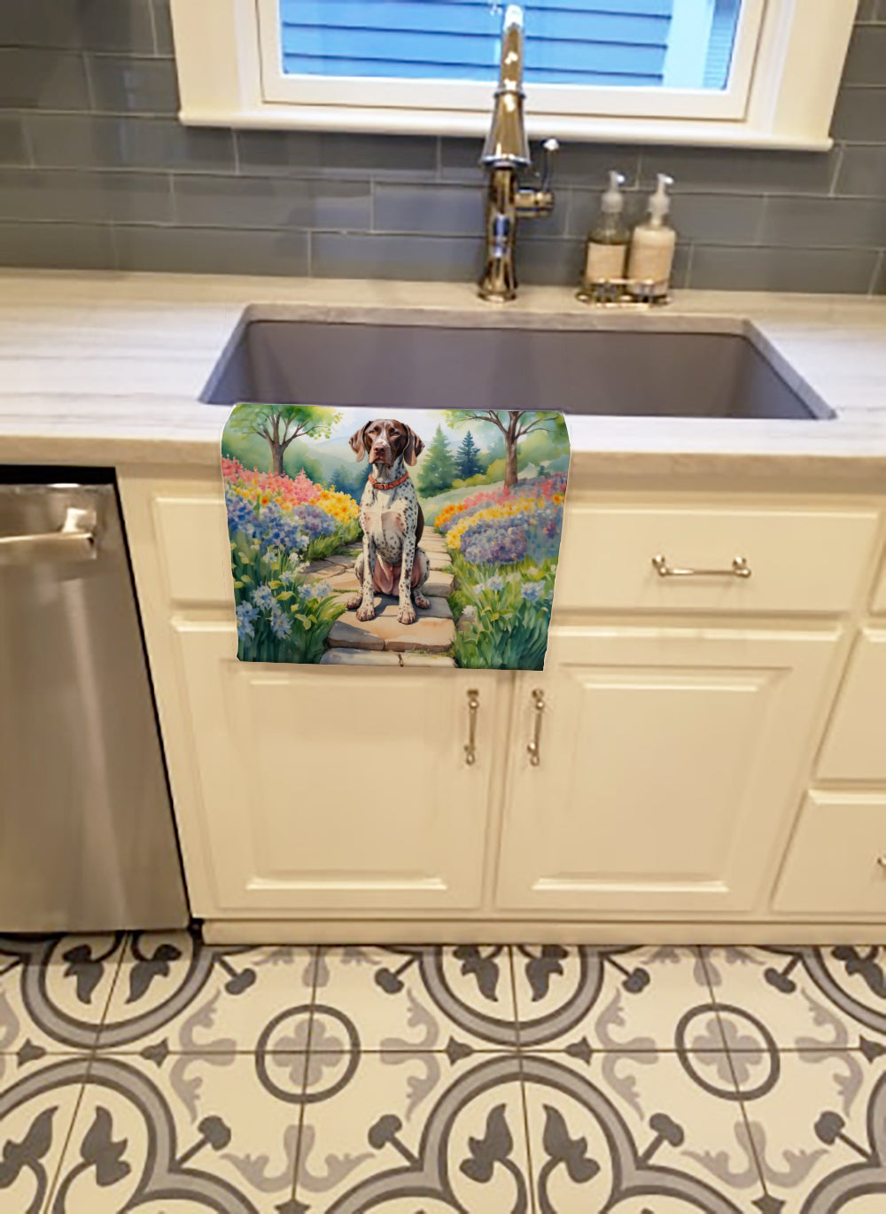 German Shorthaired Pointer Spring Path Kitchen Towel