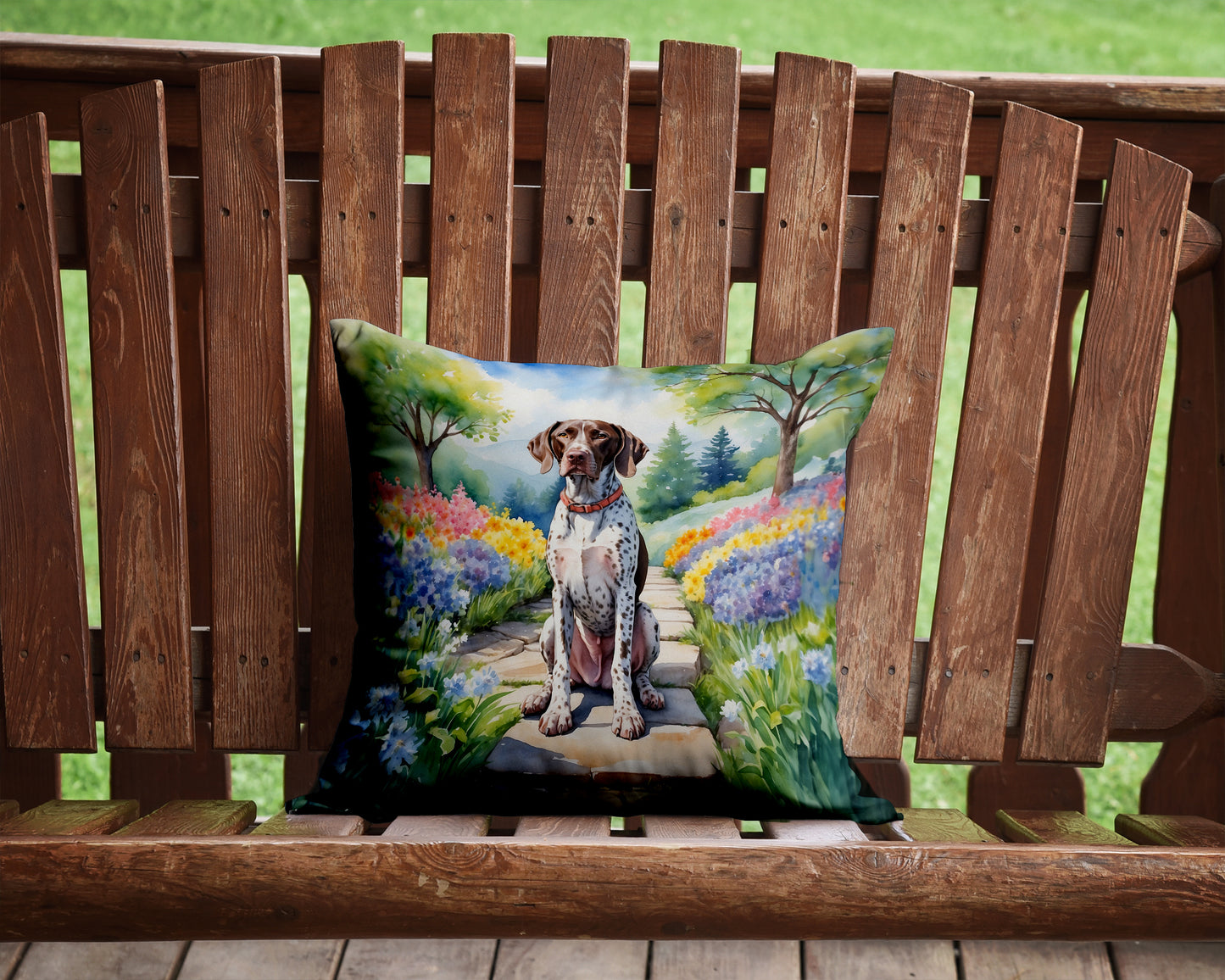 German Shorthaired Pointer Spring Path Throw Pillow