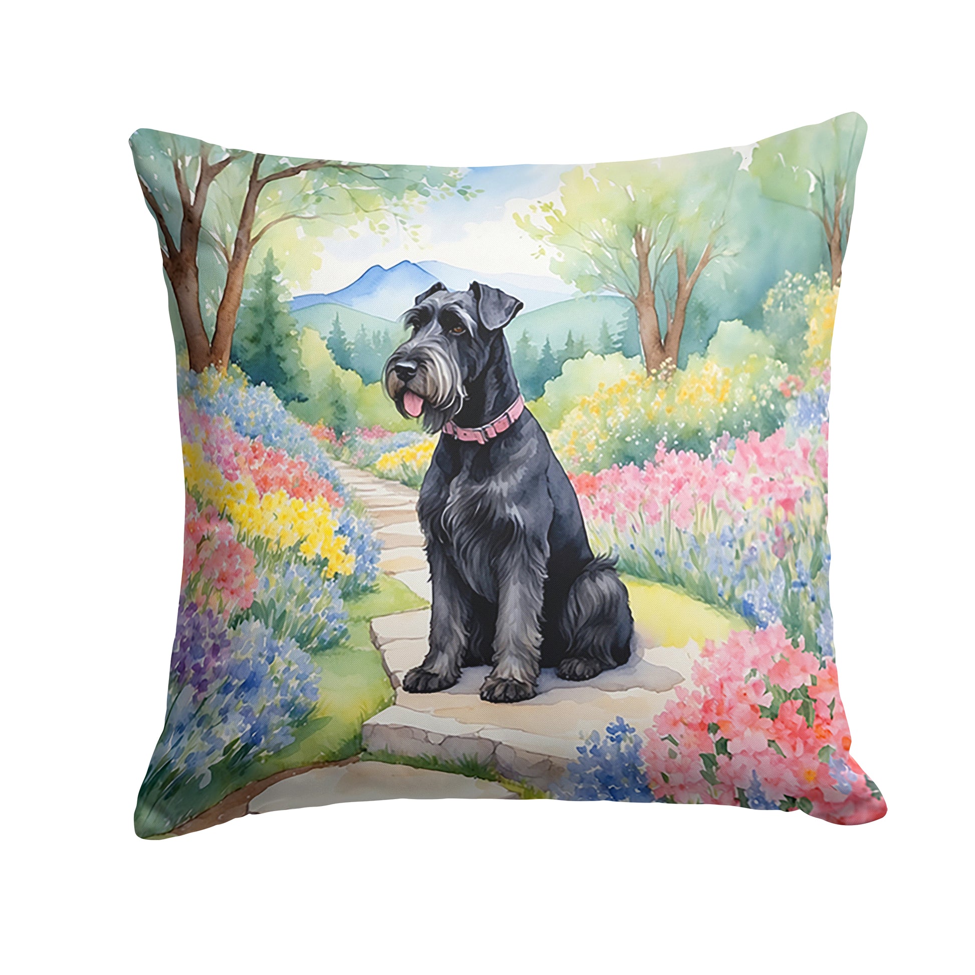 Buy this Giant Schnauzer Spring Path Throw Pillow