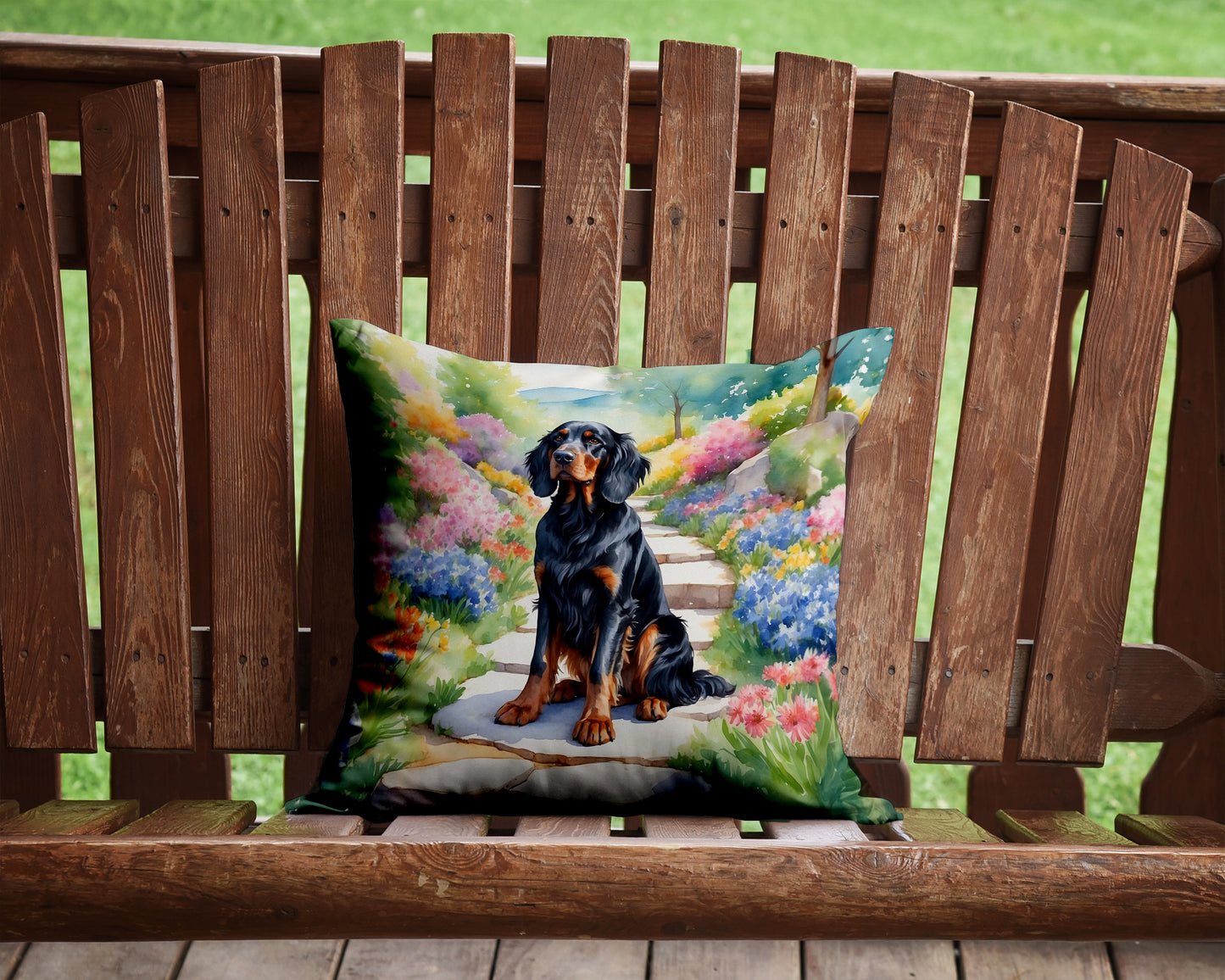 Gordon Setter Spring Path Throw Pillow