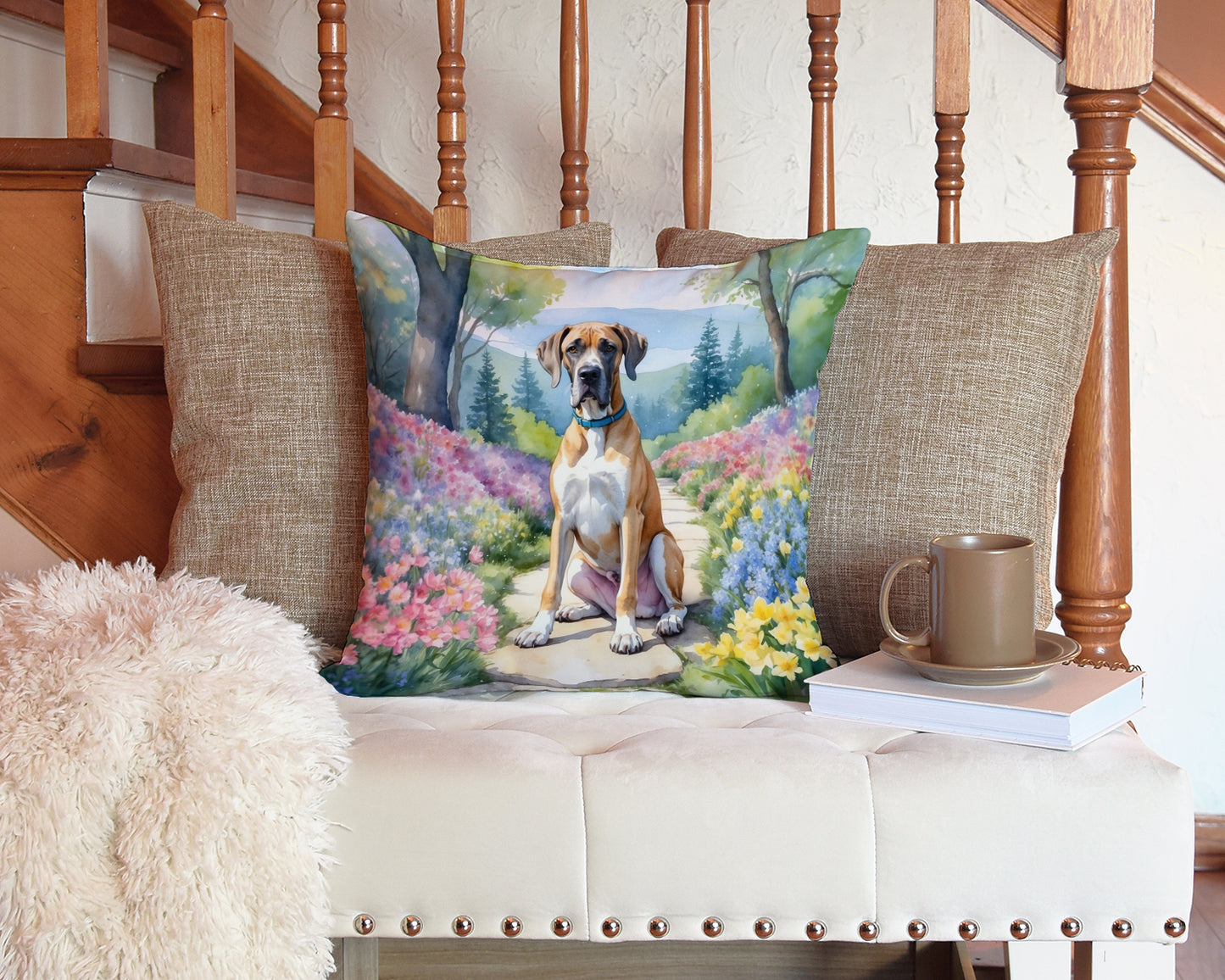 Great Dane Spring Path Throw Pillow