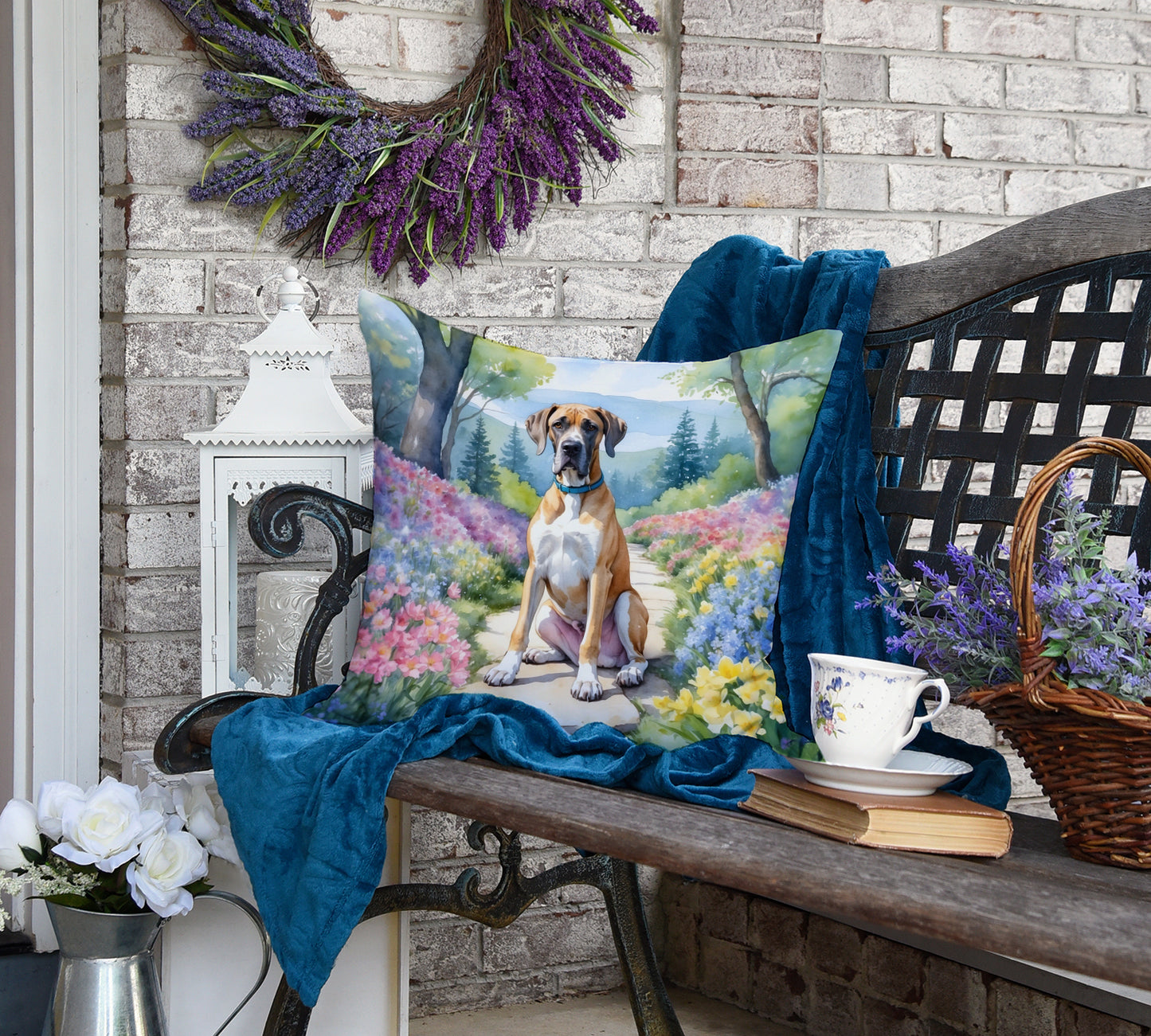 Great Dane Spring Path Throw Pillow