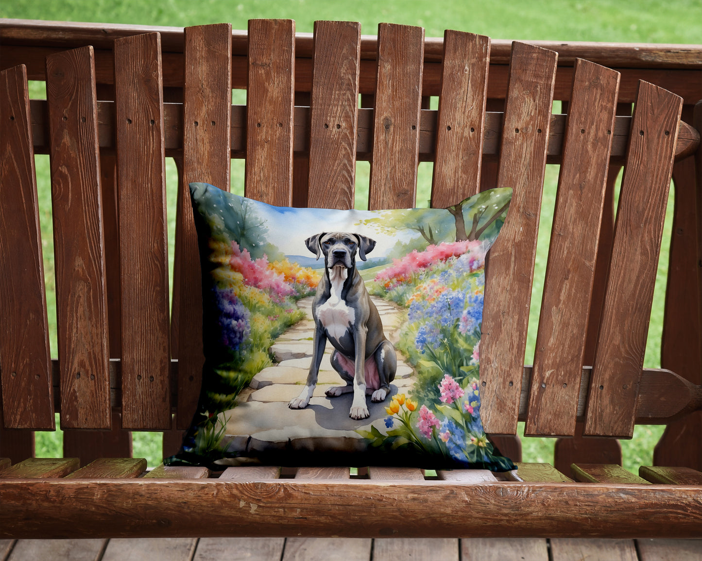 Great Dane Spring Path Throw Pillow