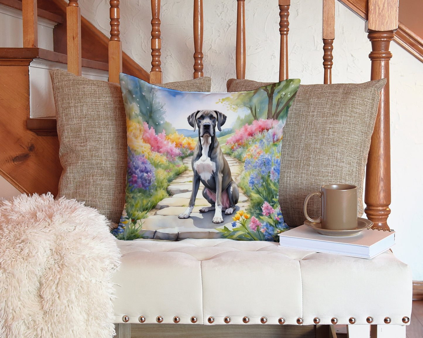 Great Dane Spring Path Throw Pillow