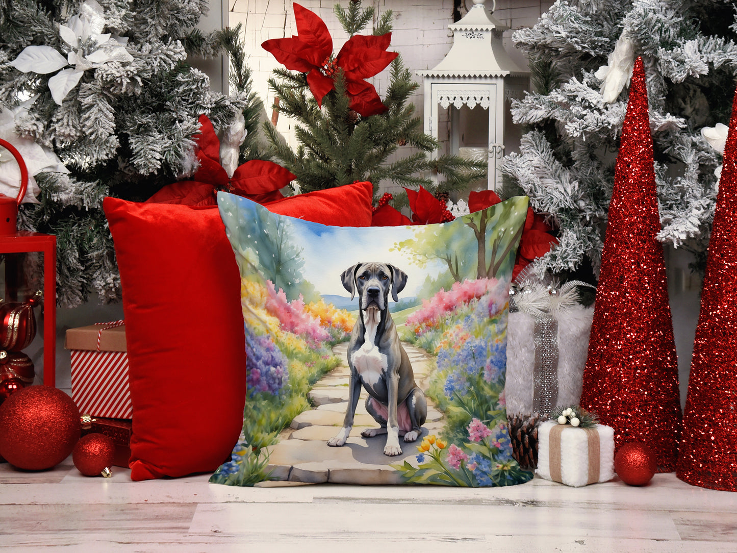 Great Dane Spring Path Throw Pillow