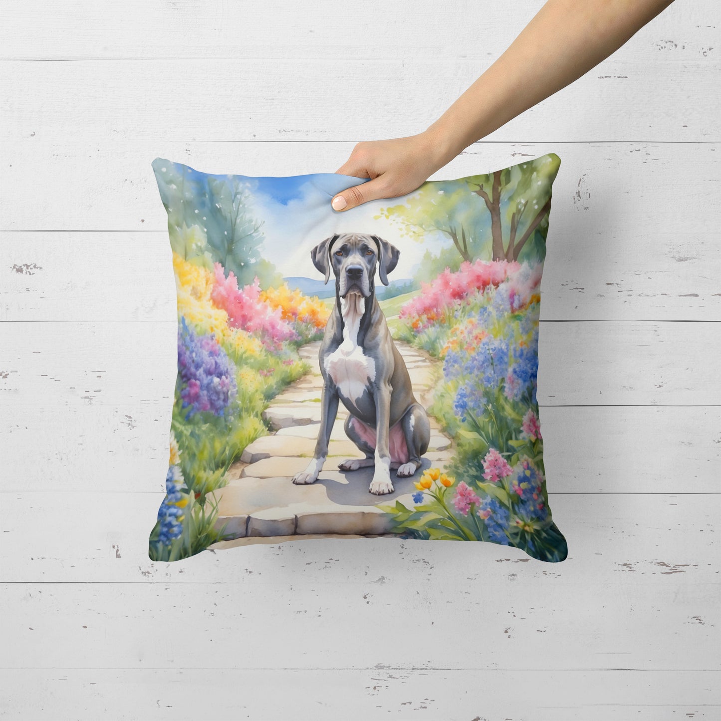 Great Dane Spring Path Throw Pillow