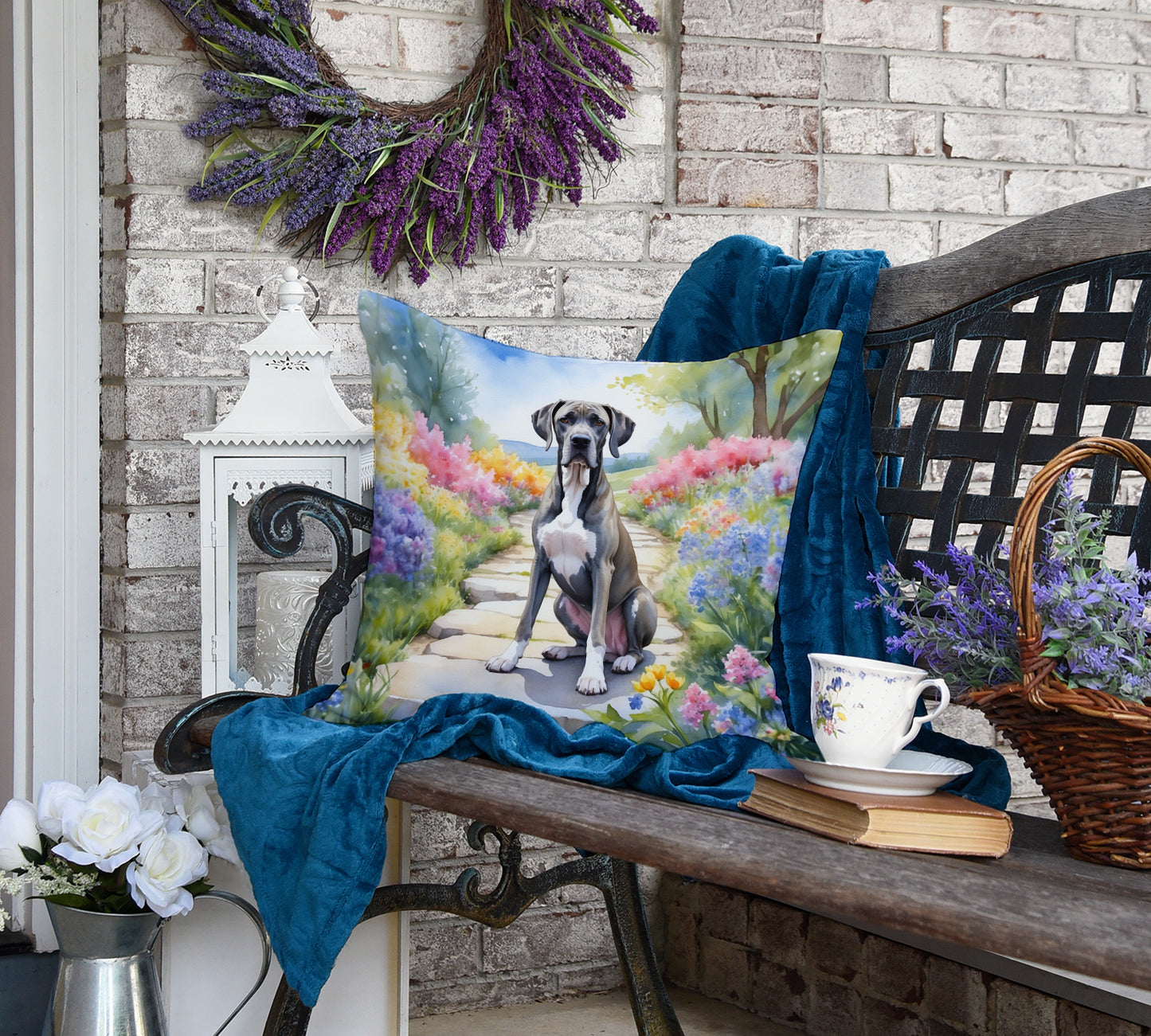 Great Dane Spring Path Throw Pillow