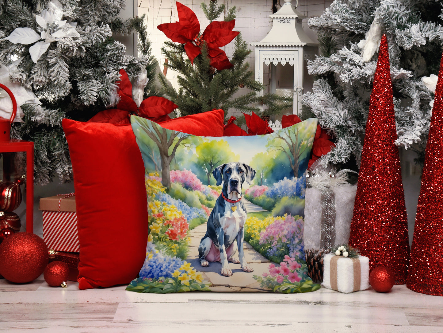 Great Dane Spring Path Throw Pillow