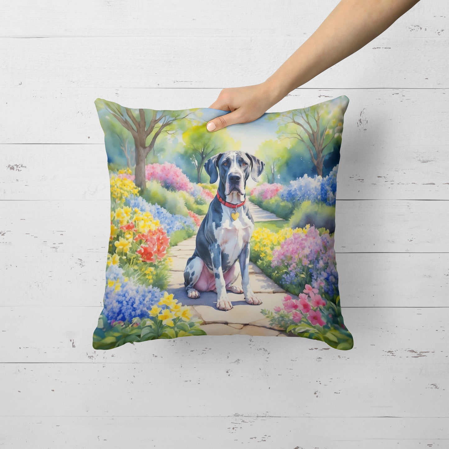 Great Dane Spring Path Throw Pillow