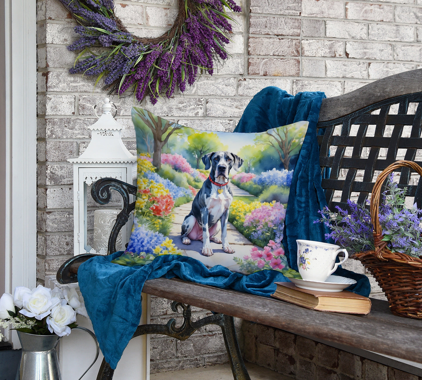 Great Dane Spring Path Throw Pillow