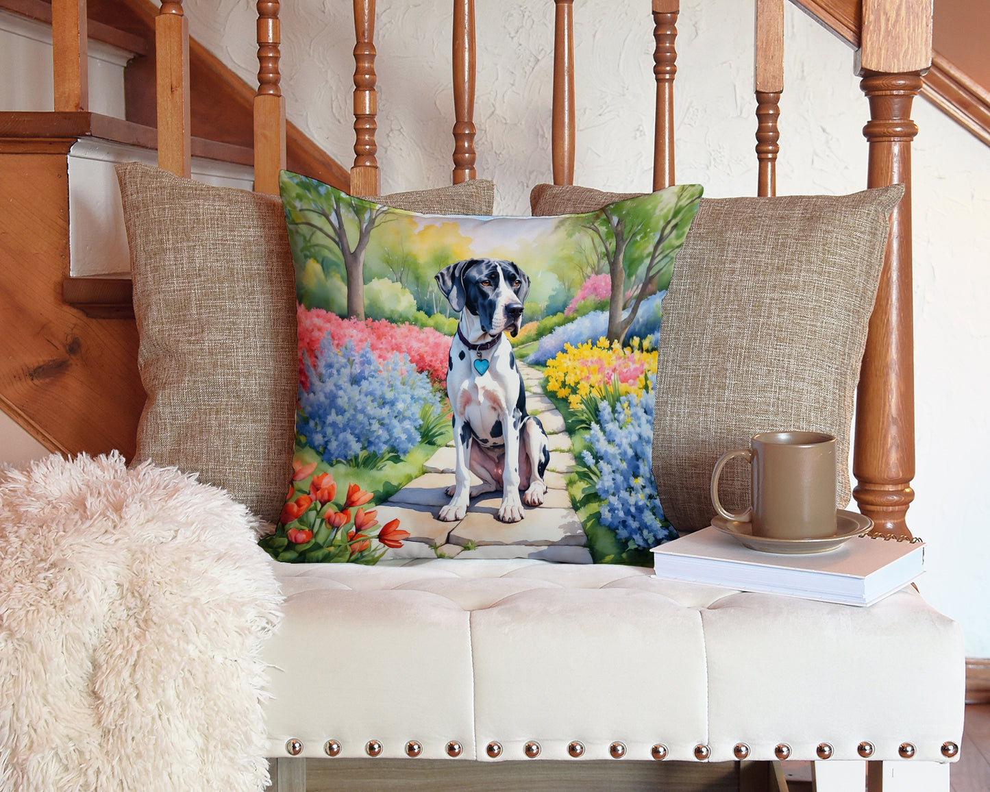 Great Dane Spring Path Throw Pillow