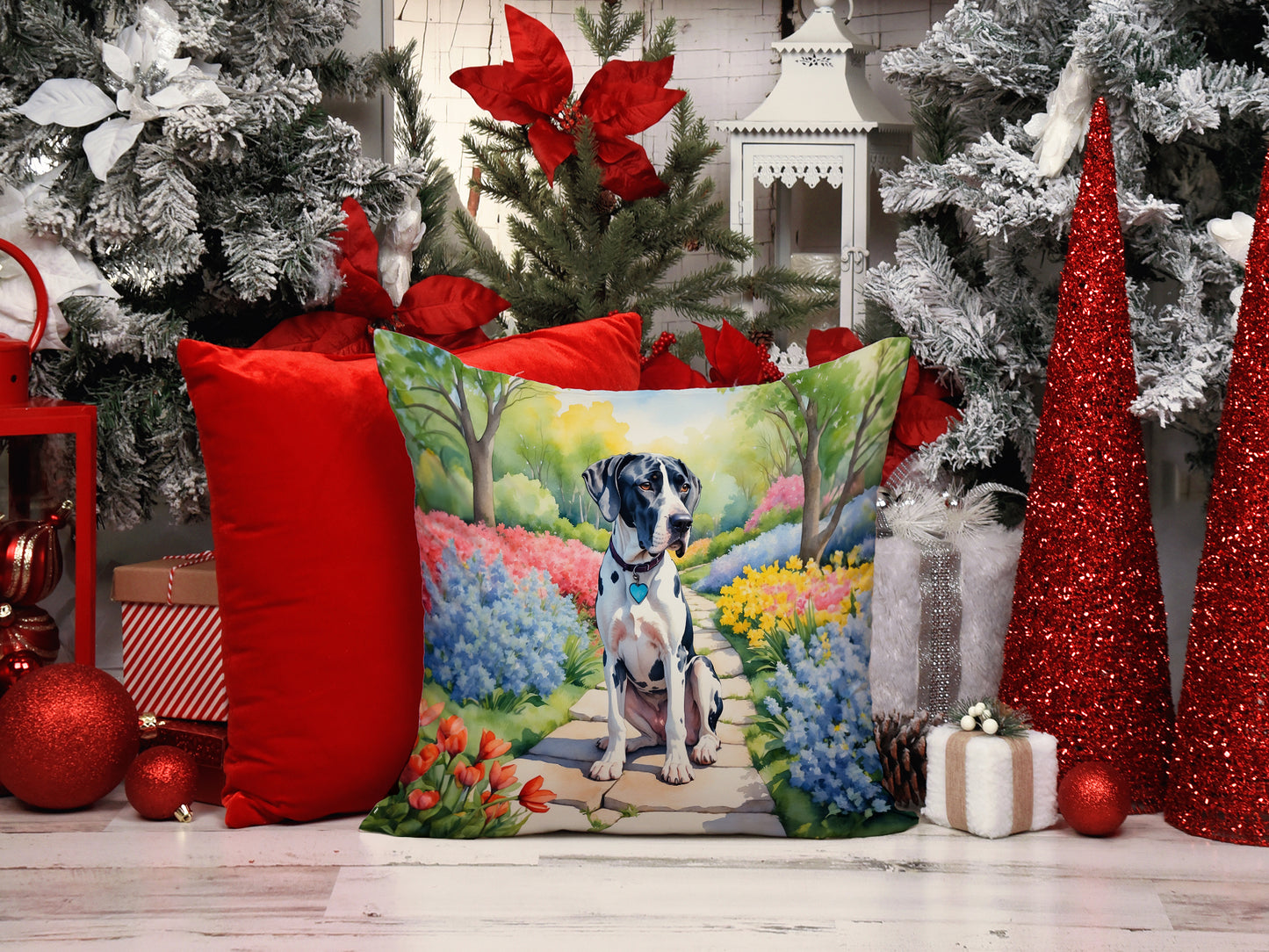 Great Dane Spring Path Throw Pillow