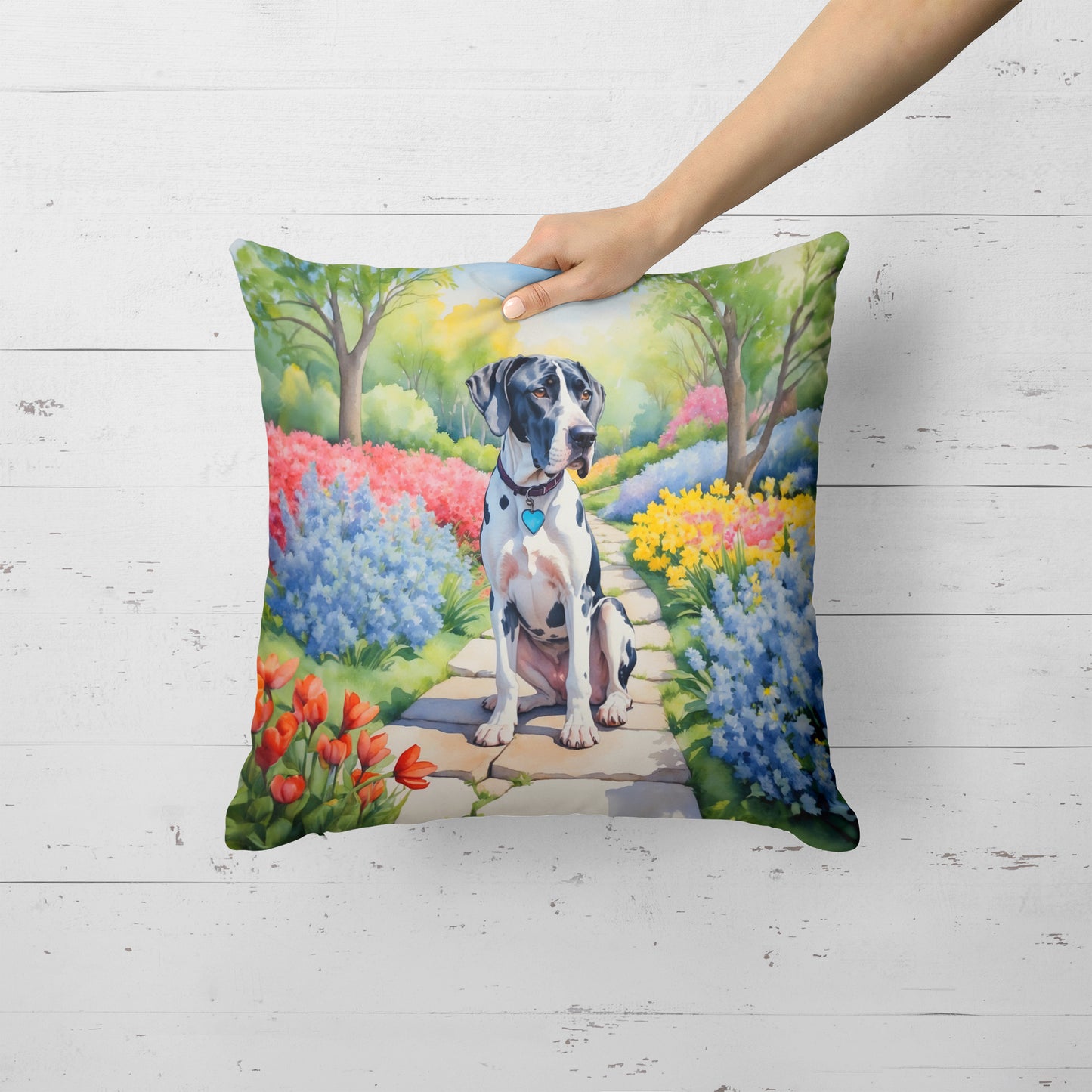 Great Dane Spring Path Throw Pillow