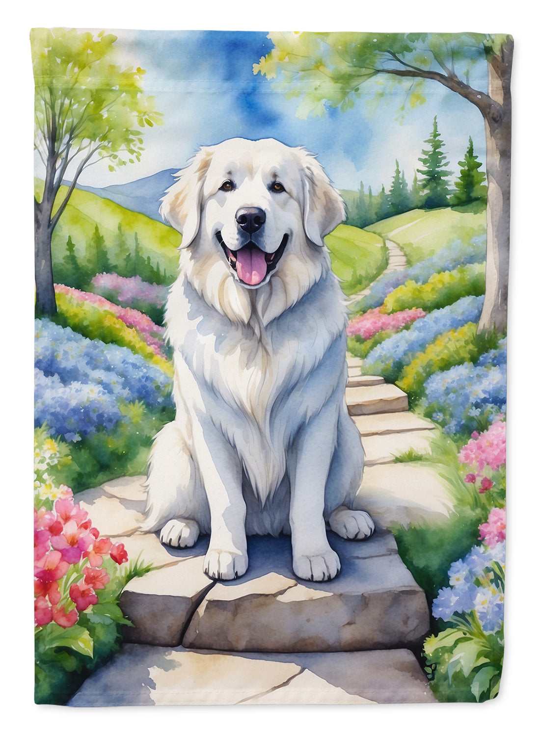 Buy this Great Pyrenees Spring Path Garden Flag