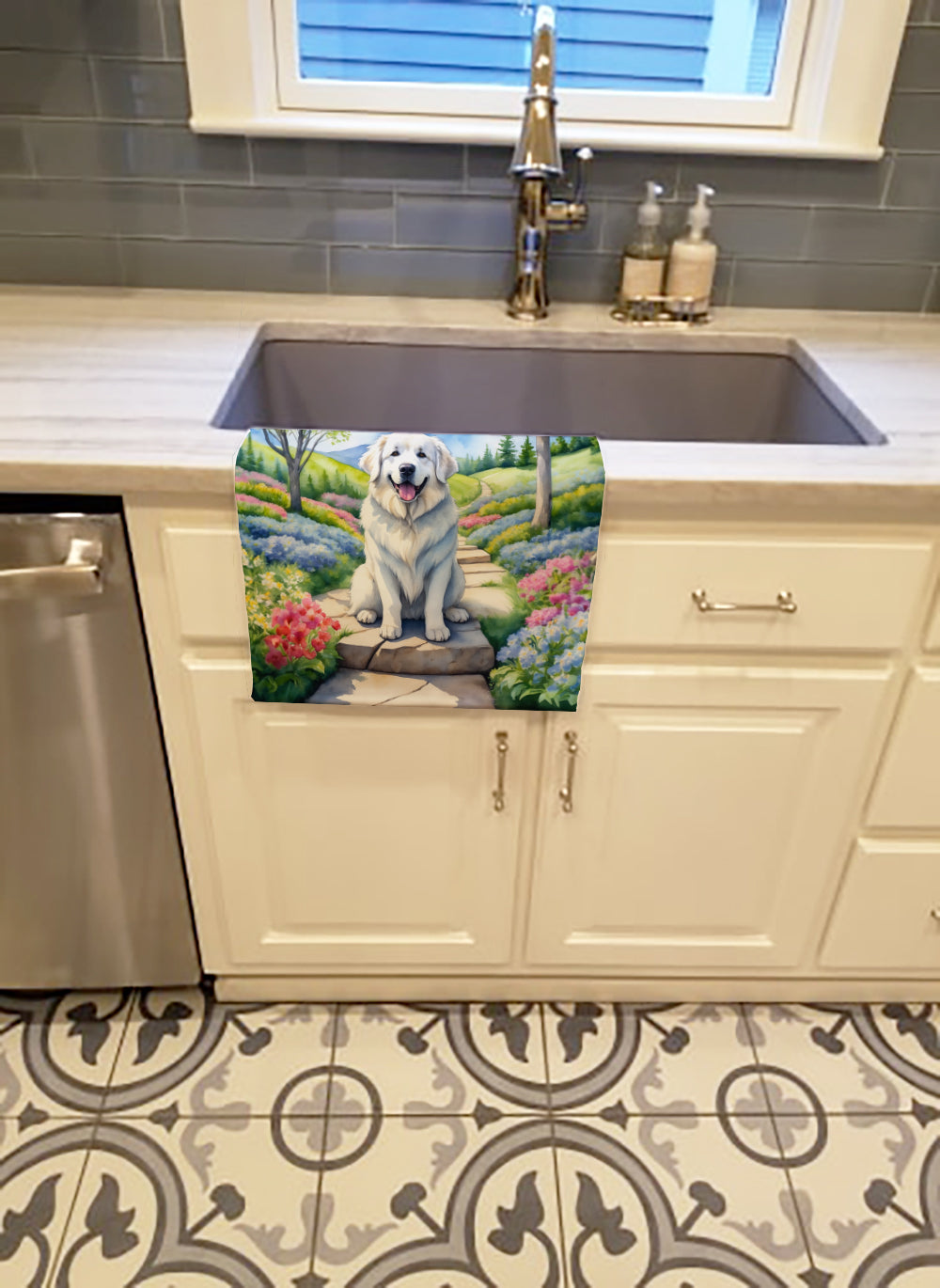 Great Pyrenees Spring Path Kitchen Towel