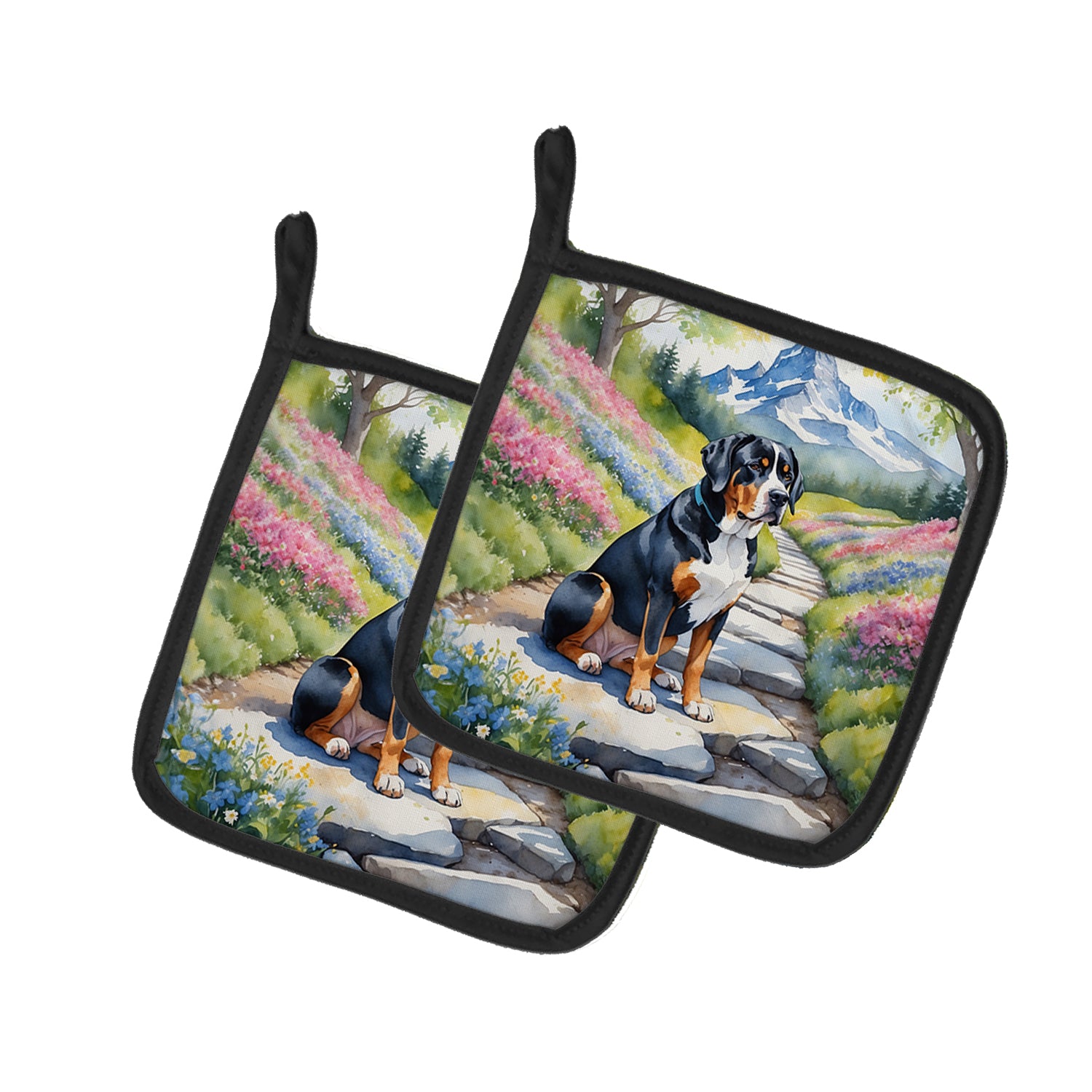 Buy this Greater Swiss Mountain Dog Spring Path Pair of Pot Holders