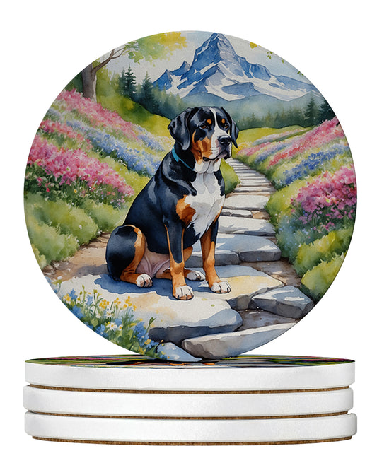 Buy this Greater Swiss Mountain Dog Spring Path Large Sandstone Coasters Pack of 4