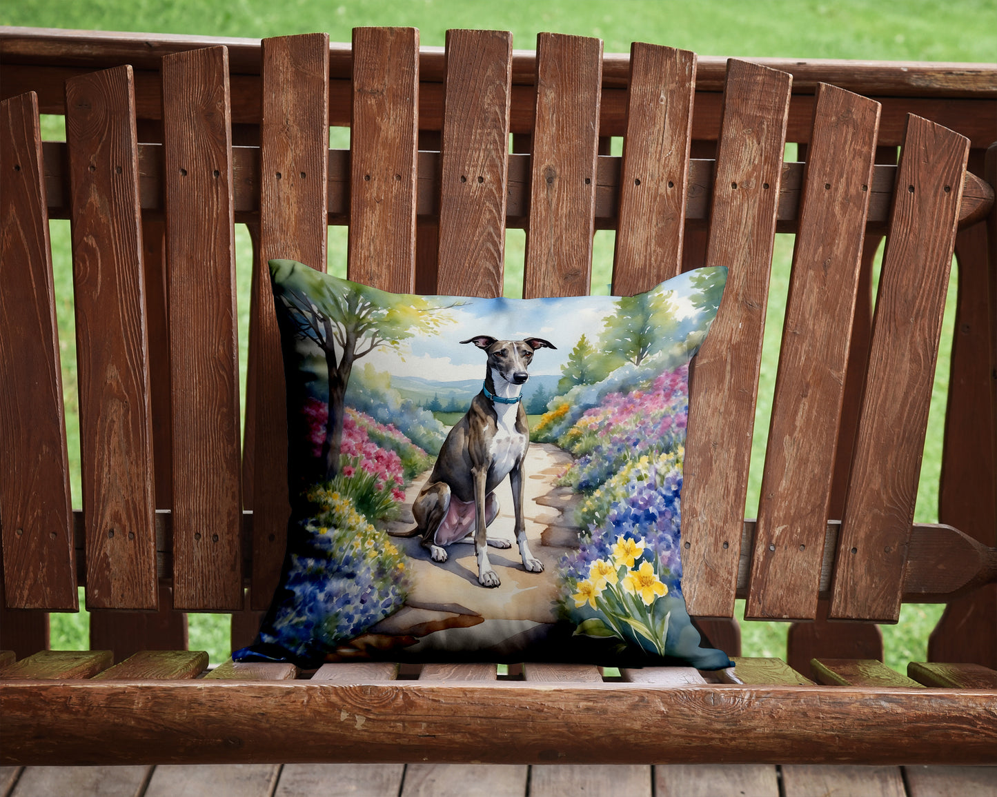 Greyhound Spring Path Throw Pillow