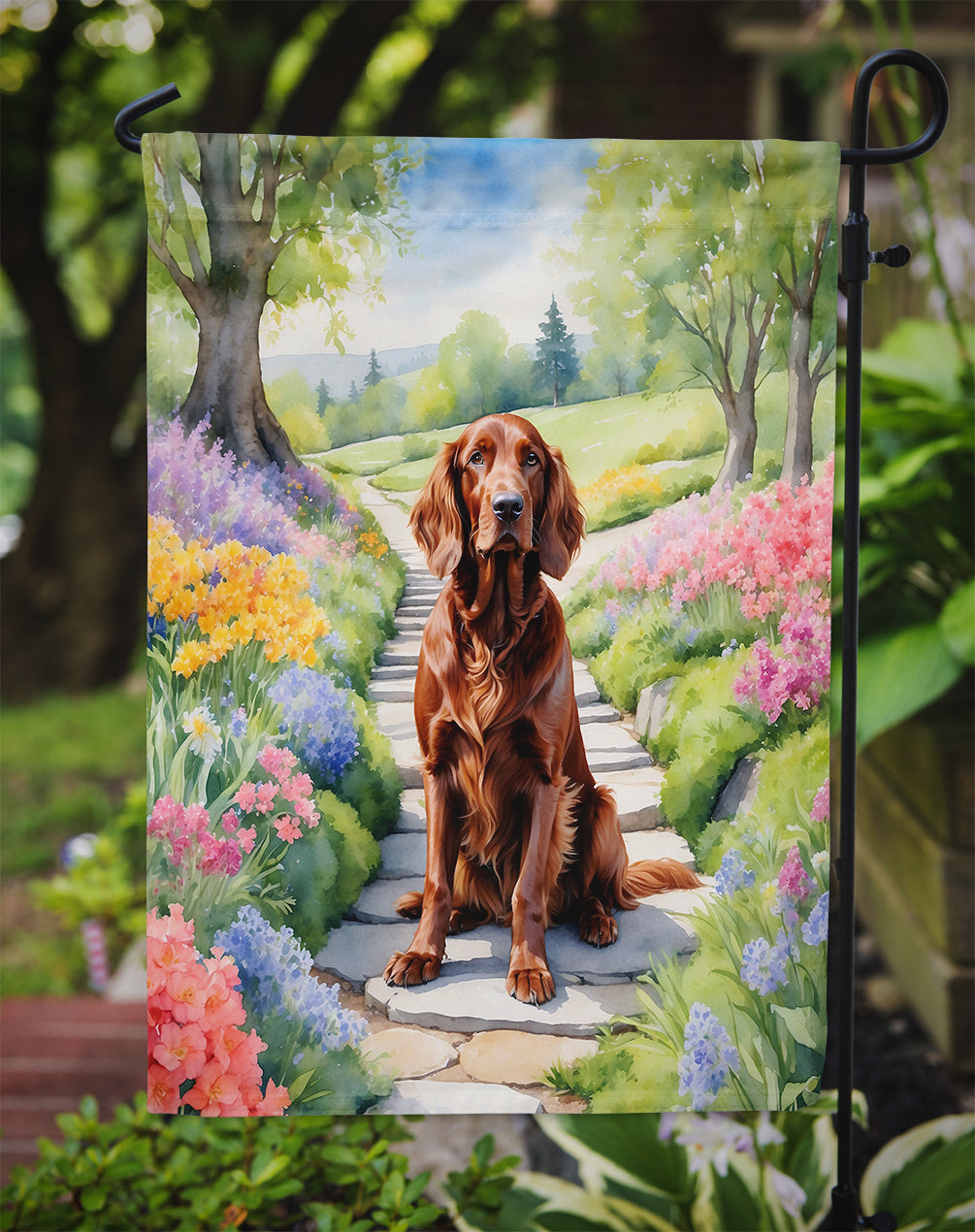 Irish Setter Spring Path Garden Flag