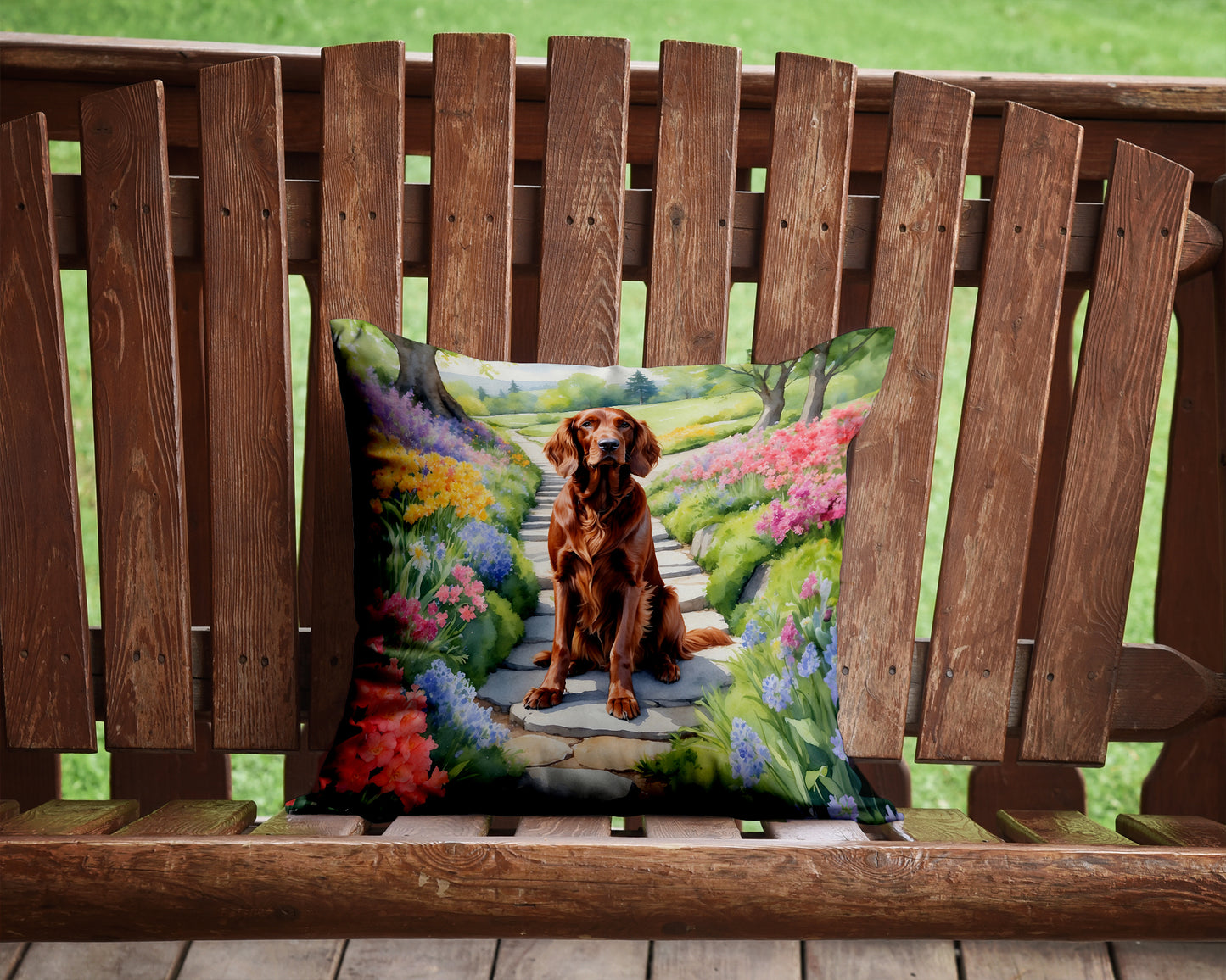 Irish Setter Spring Path Throw Pillow