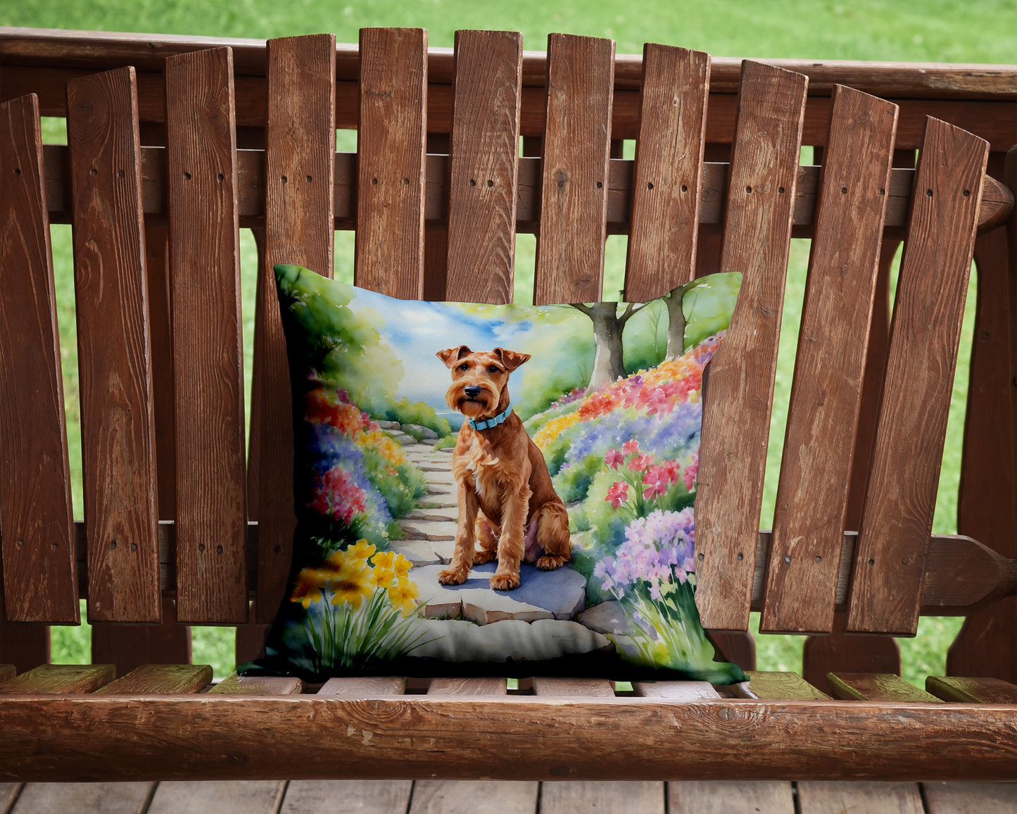 Irish Terrier Spring Path Throw Pillow