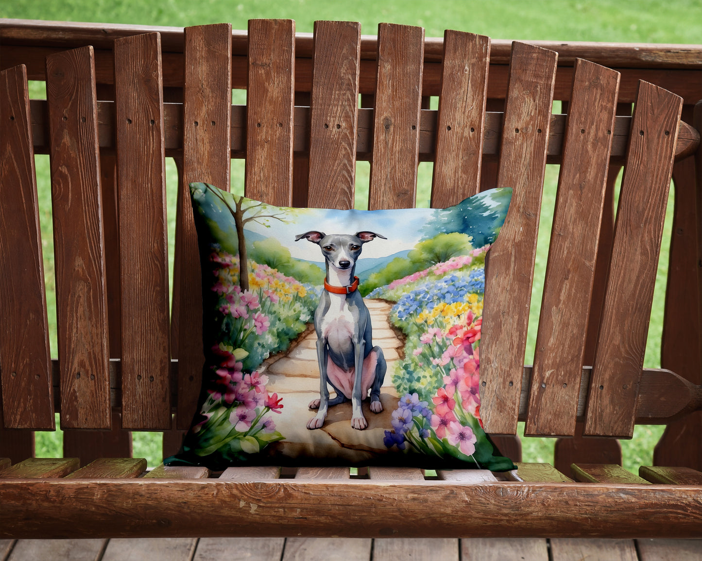 Italian Greyhound Spring Path Throw Pillow