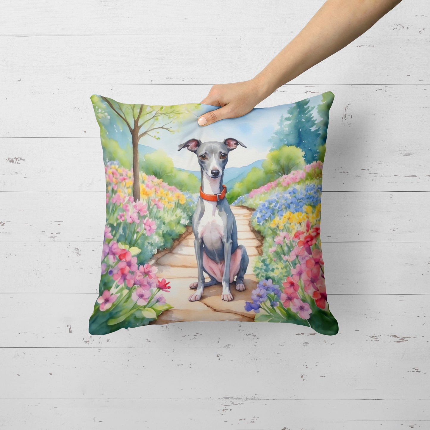 Italian Greyhound Spring Path Throw Pillow