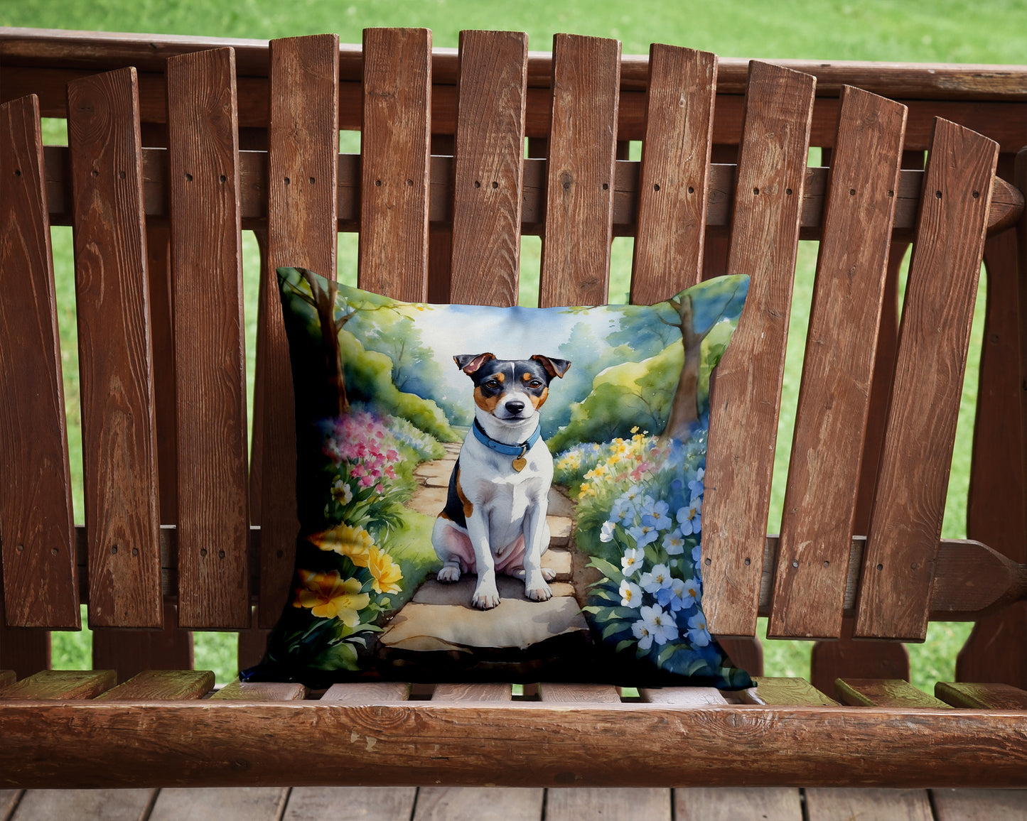 Jack Russell Terrier Spring Path Throw Pillow