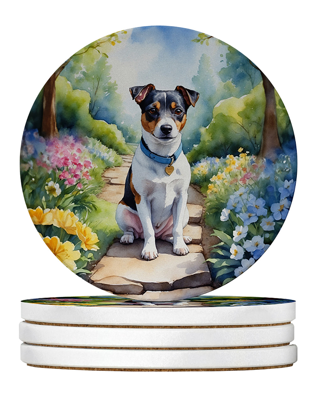 Buy this Jack Russell Terrier Spring Path Large Sandstone Coasters Pack of 4