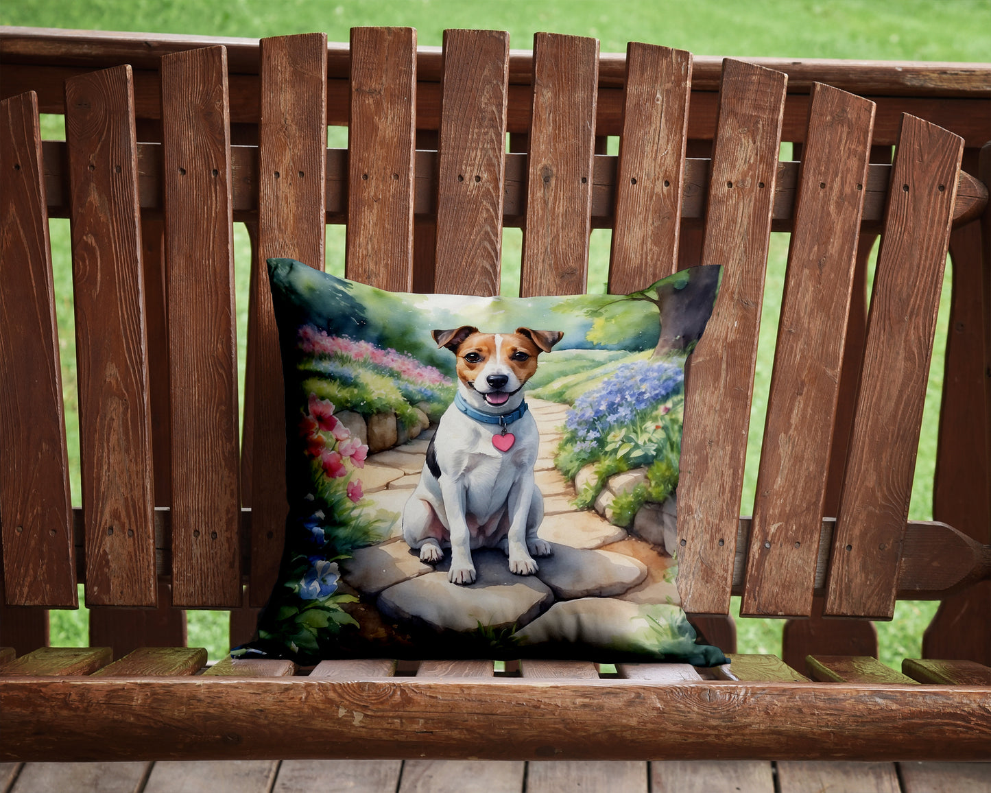 Jack Russell Terrier Spring Path Throw Pillow