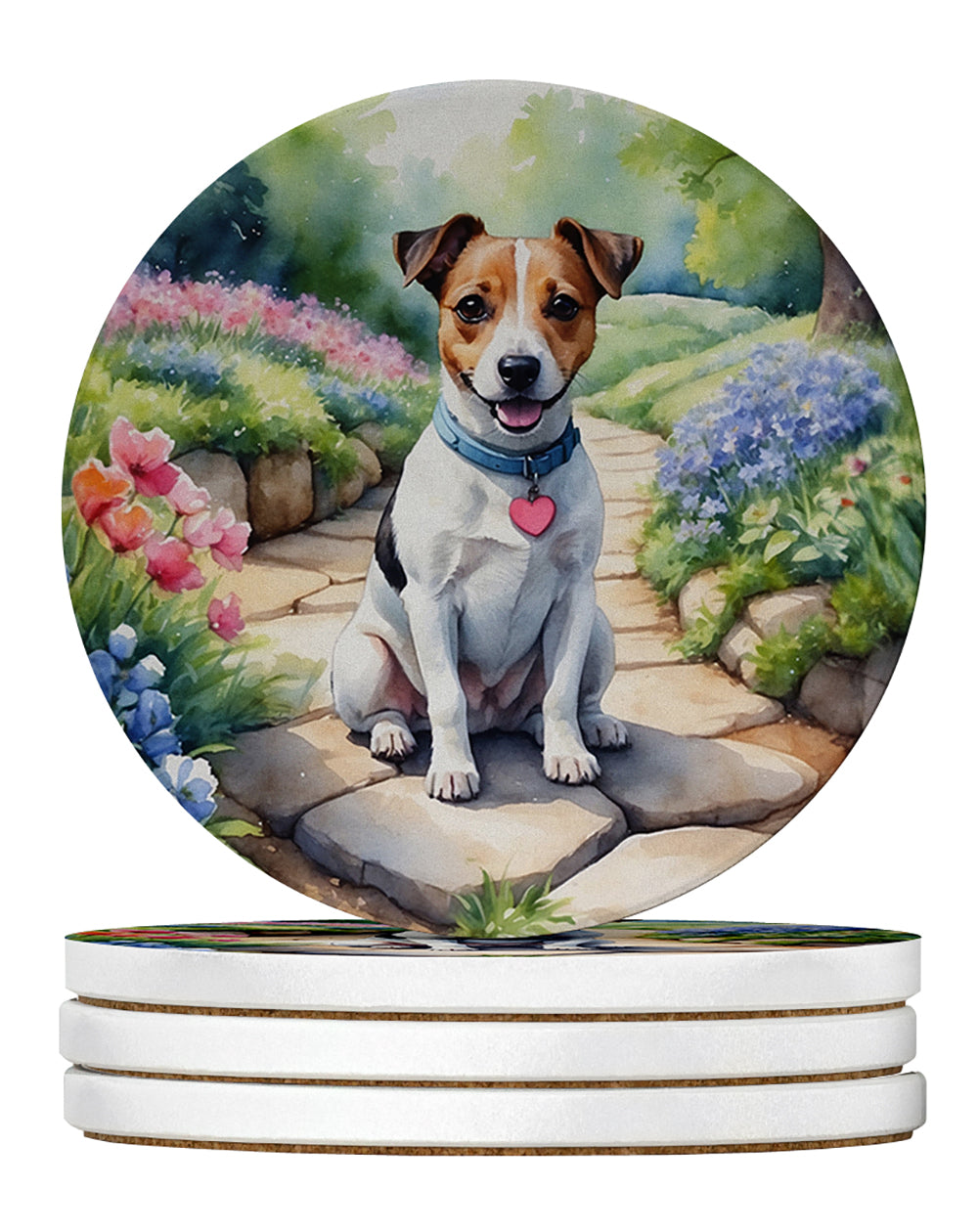 Buy this Jack Russell Terrier Spring Path Large Sandstone Coasters Pack of 4