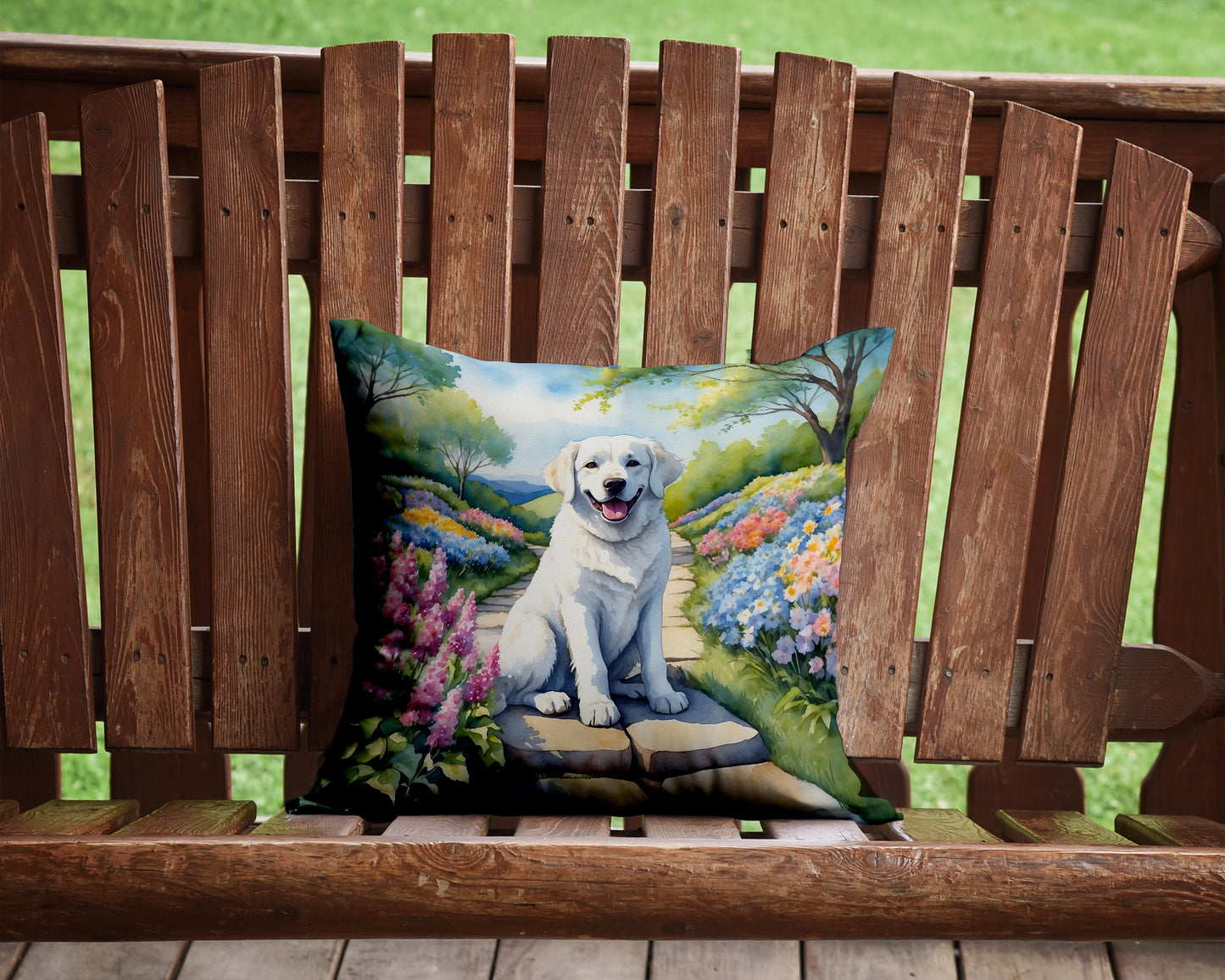 Kuvasz Spring Path Throw Pillow