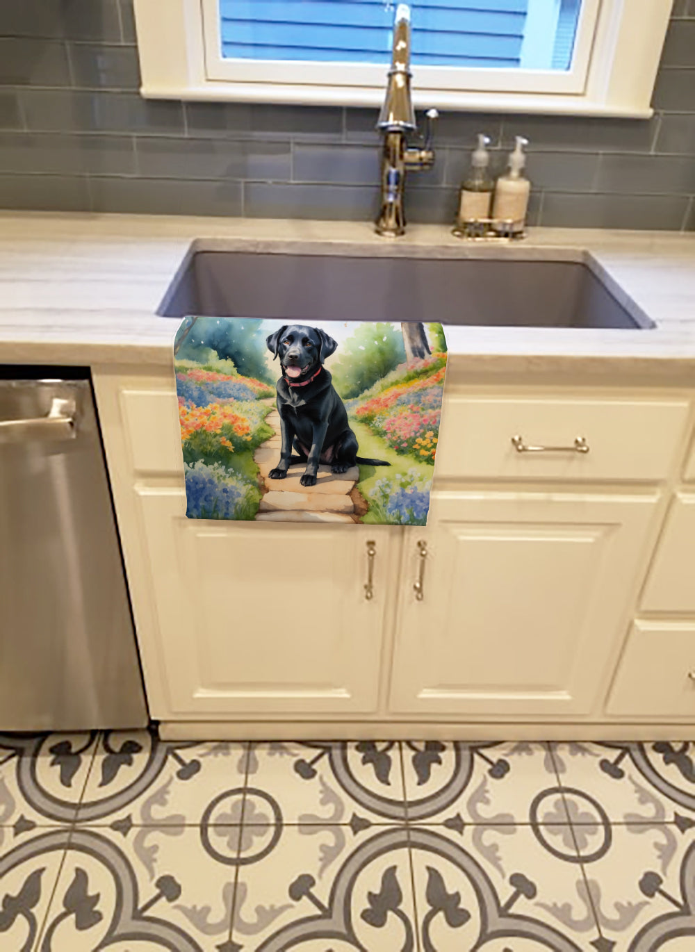 Labrador Retriever Spring Path Kitchen Towel