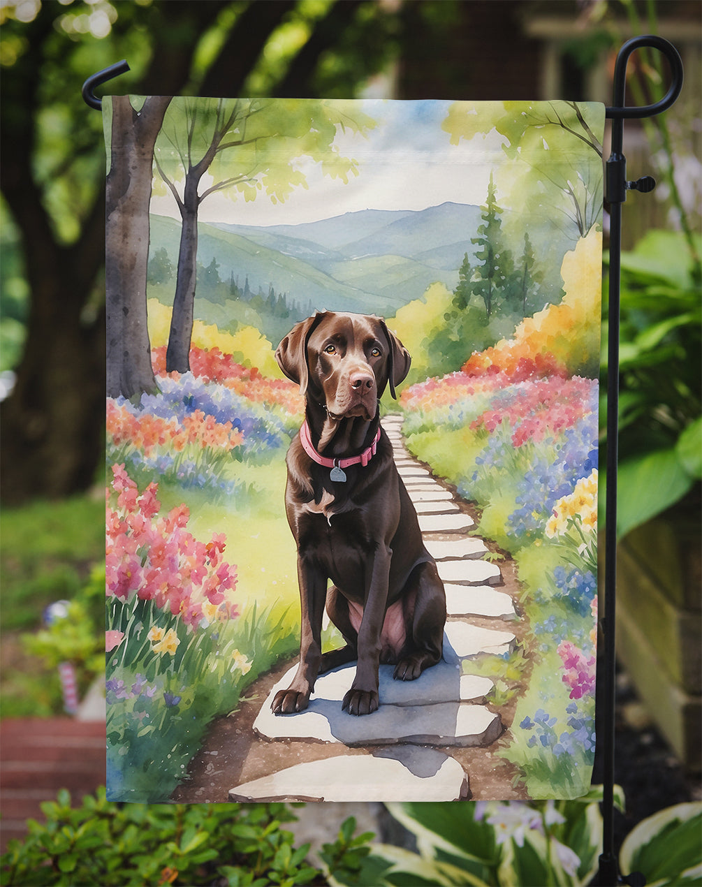 Labrador Retriever Spring Path Garden Flag