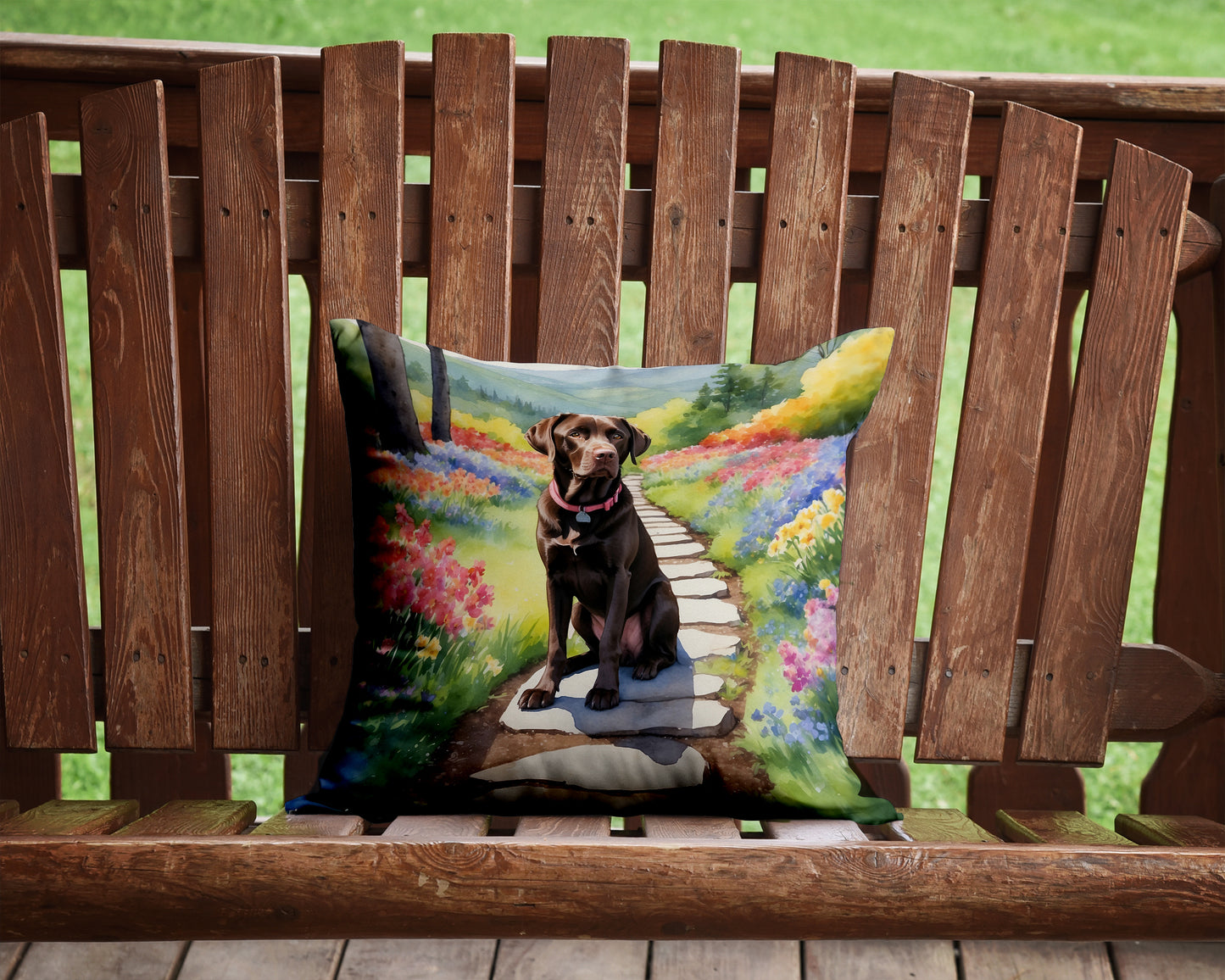 Labrador Retriever Spring Path Throw Pillow